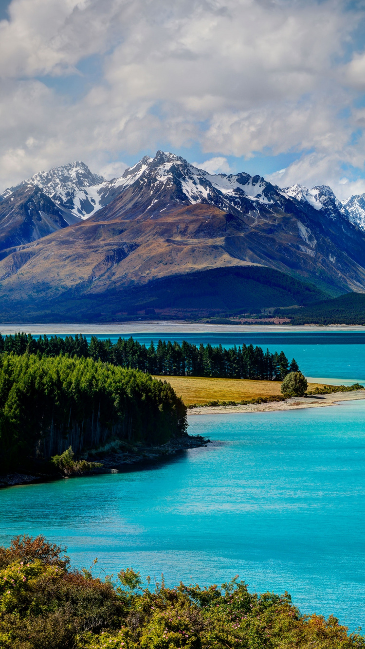 Neuseeland Landschaften, Lake Pukaki, Queenstown, Aoraki Mount Cook, Milford Sound Piopiotahi. Wallpaper in 750x1334 Resolution