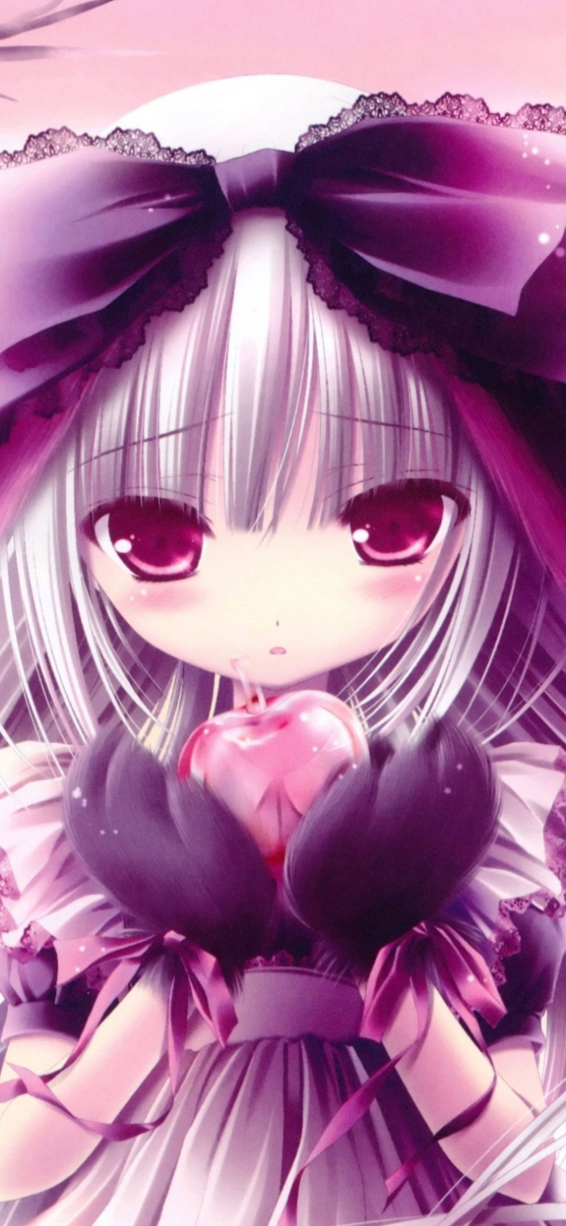 Purple Haired Girl Anime Character. Wallpaper in 1125x2436 Resolution