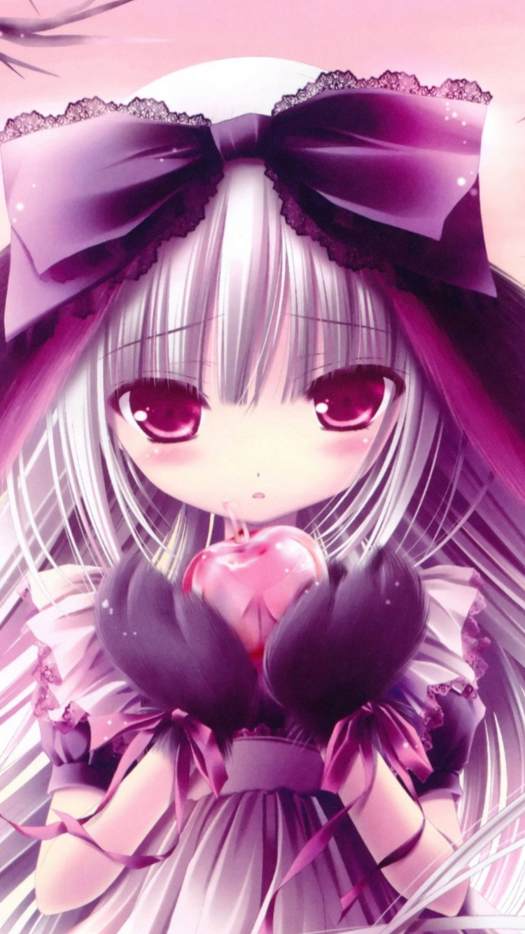 Purple Haired Girl Anime Character. Wallpaper in 750x1334 Resolution