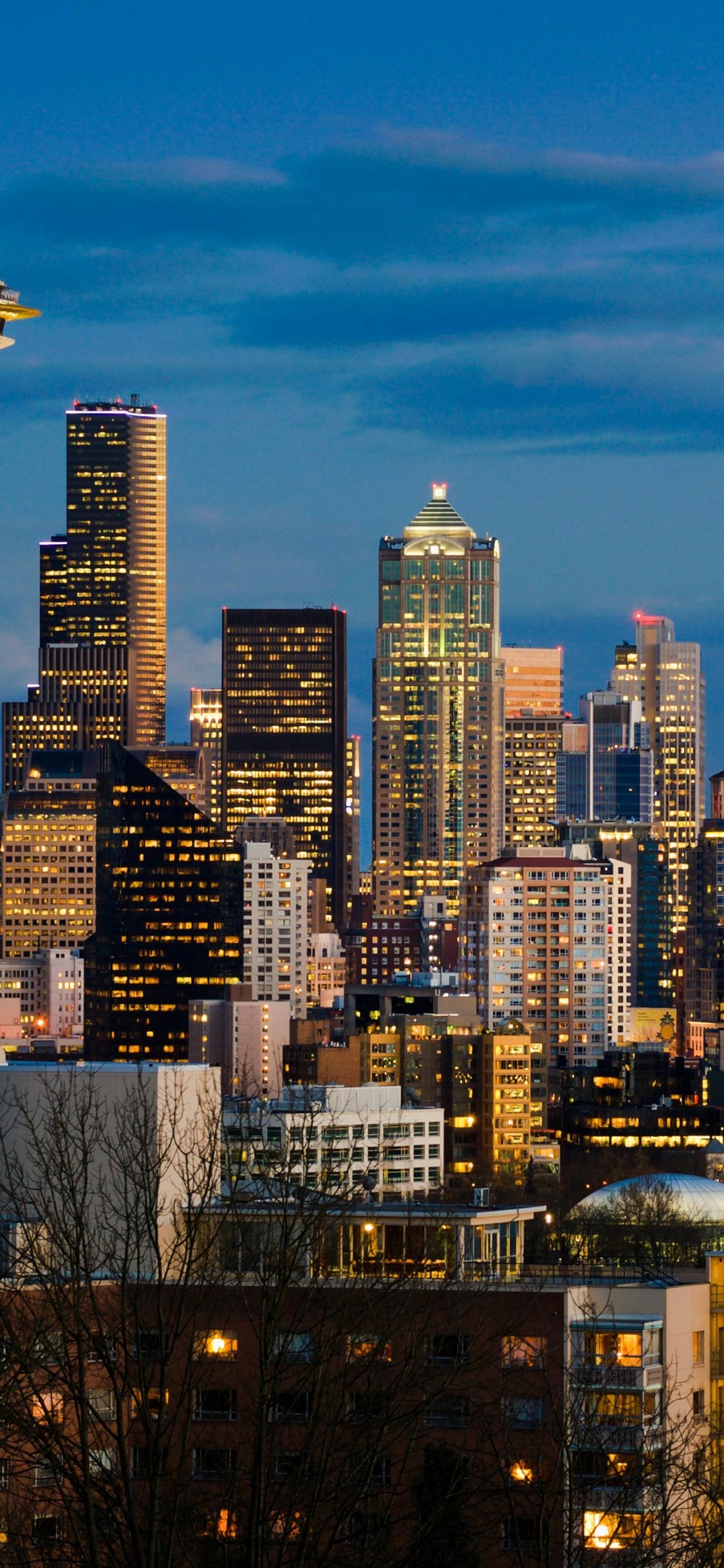 Skyline Der Stadt Bei Nacht Night. Wallpaper in 1125x2436 Resolution