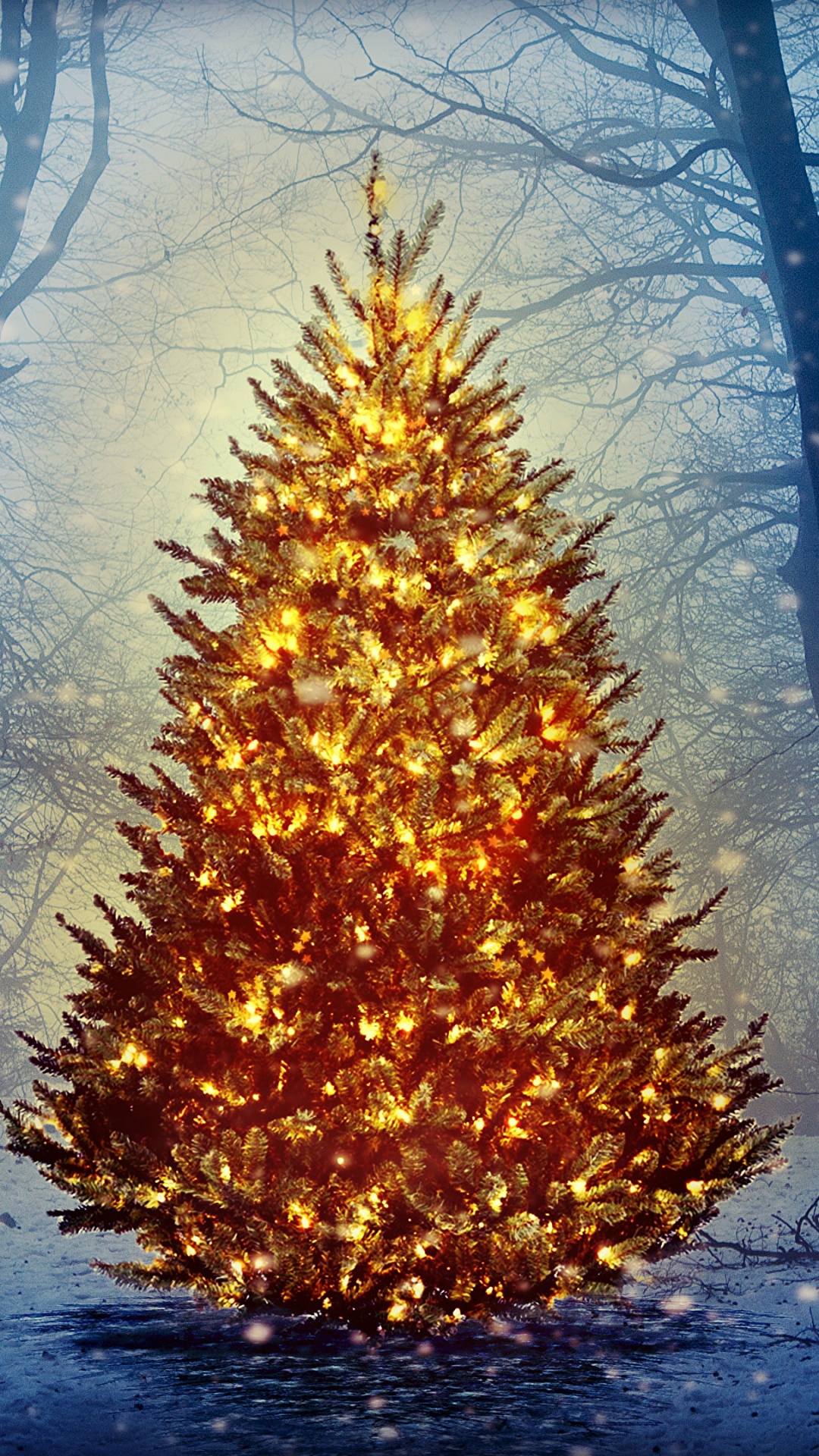 Christmas Nature, Deer, Christmas Tree, Christmas Day, Santa Claus. Wallpaper in 1080x1920 Resolution