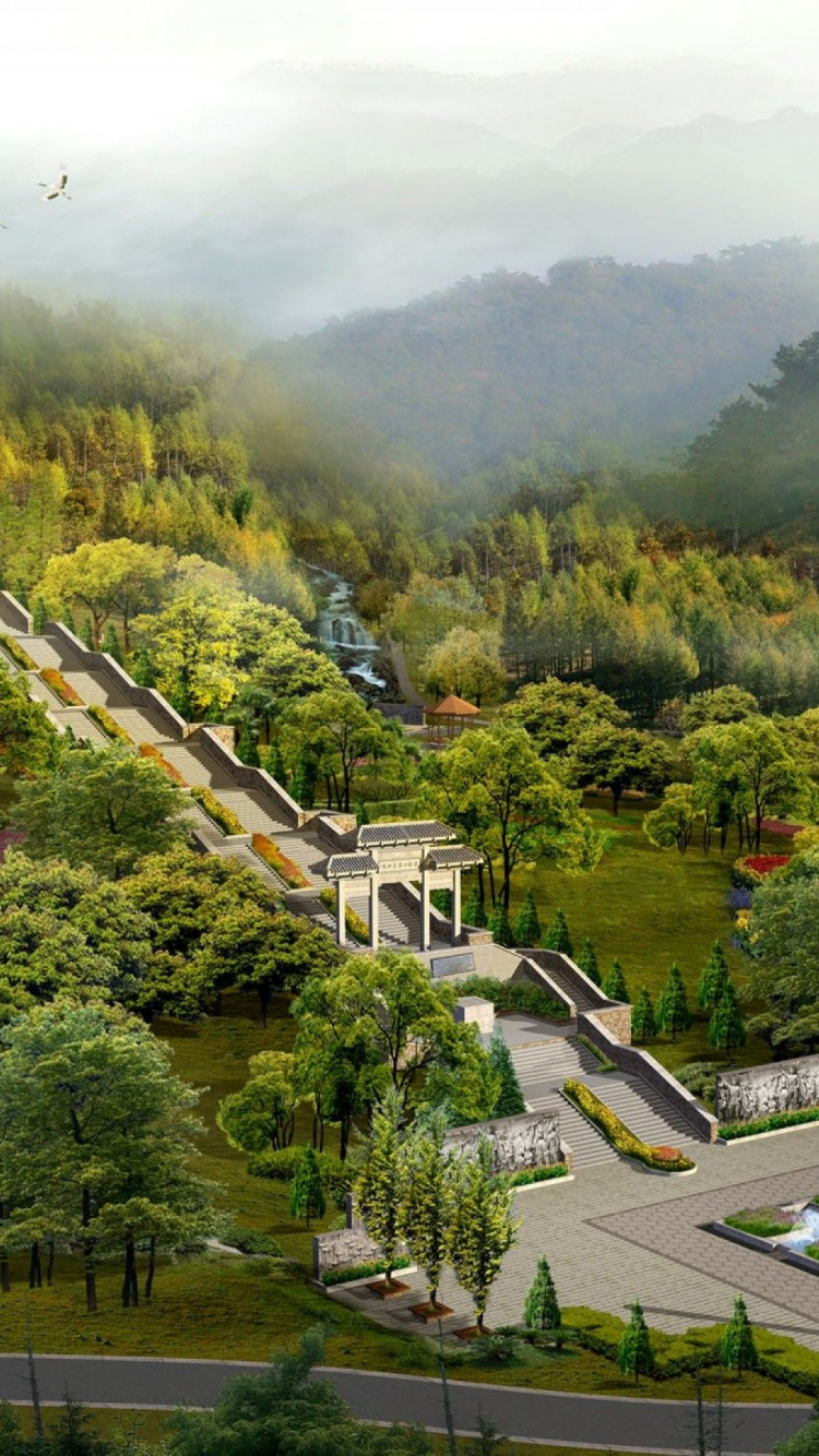 Green Trees and Mountains During Daytime. Wallpaper in 750x1334 Resolution