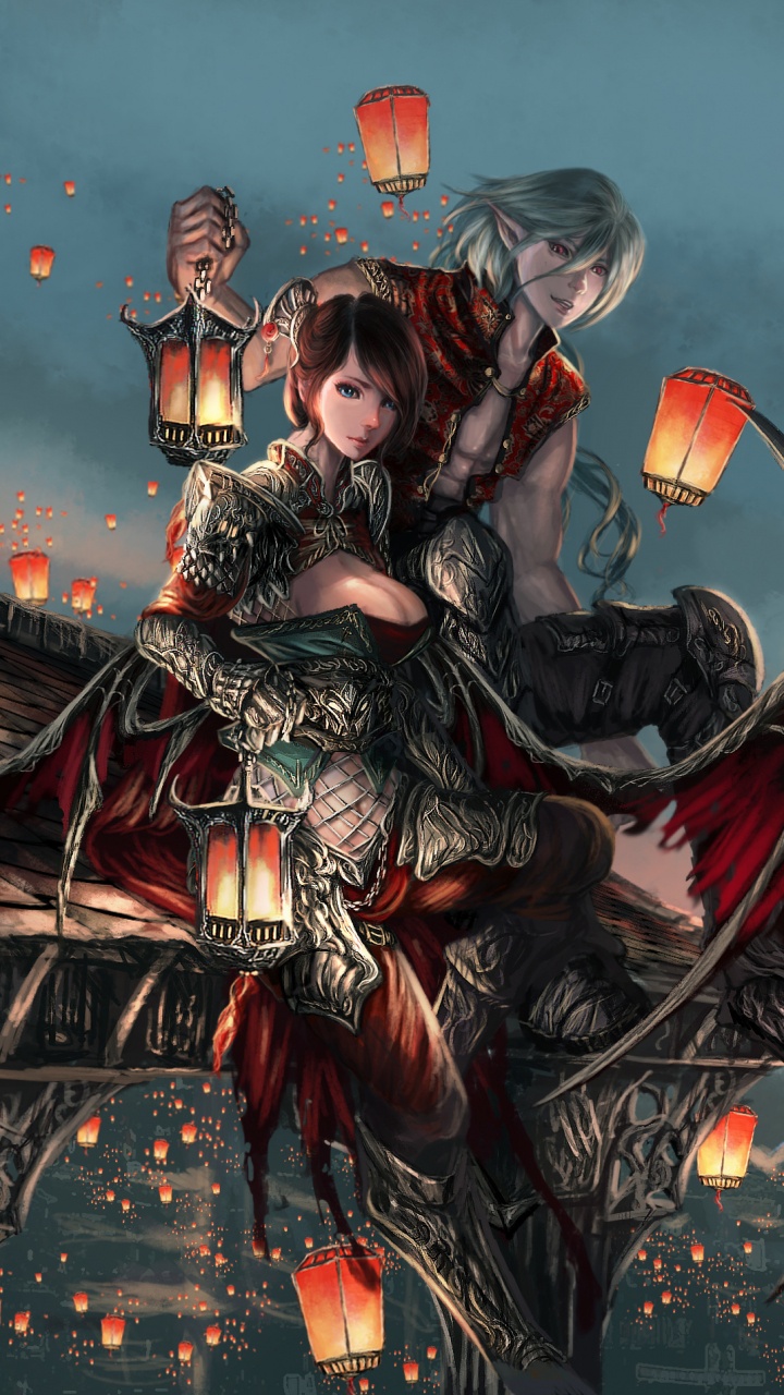 Woman in Black Dress Holding Red Umbrella Anime Character. Wallpaper in 720x1280 Resolution