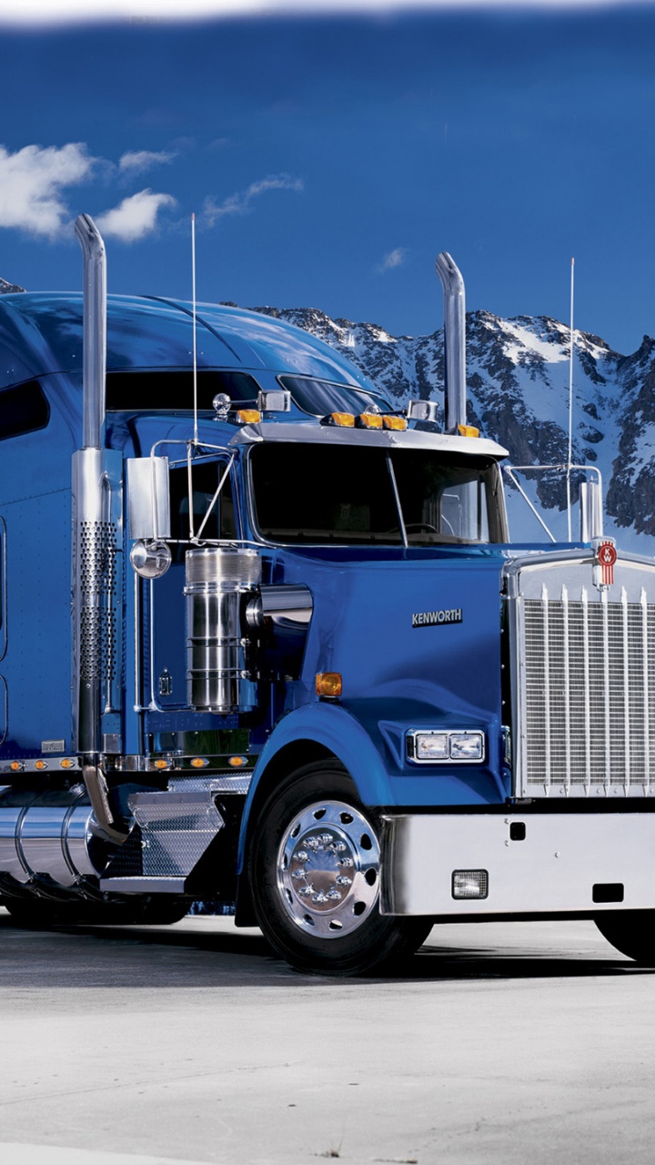 Camion de Fret Blanc et Bleu Sur la Route Pendant la Journée. Wallpaper in 720x1280 Resolution