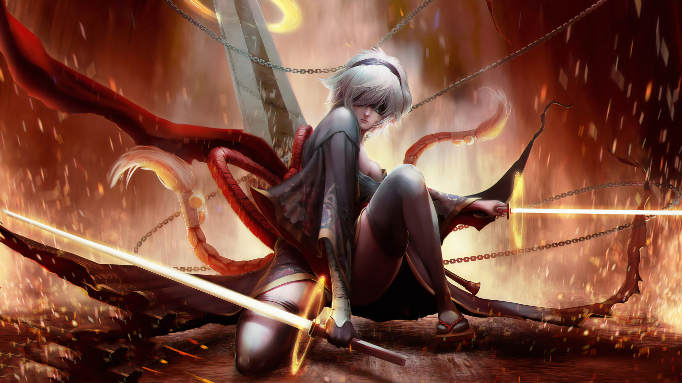 Nier Automates, Nier, Démon, Créature Surnaturelle, la Mythologie. Wallpaper in 1366x768 Resolution