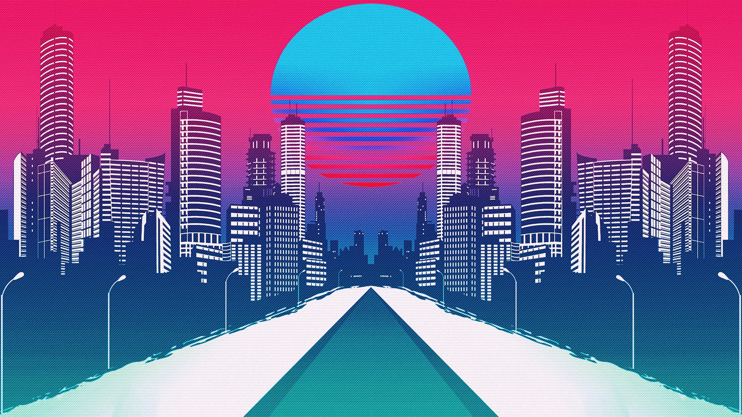 High Rise Buildings Under Pink Sky. Wallpaper in 2560x1440 Resolution