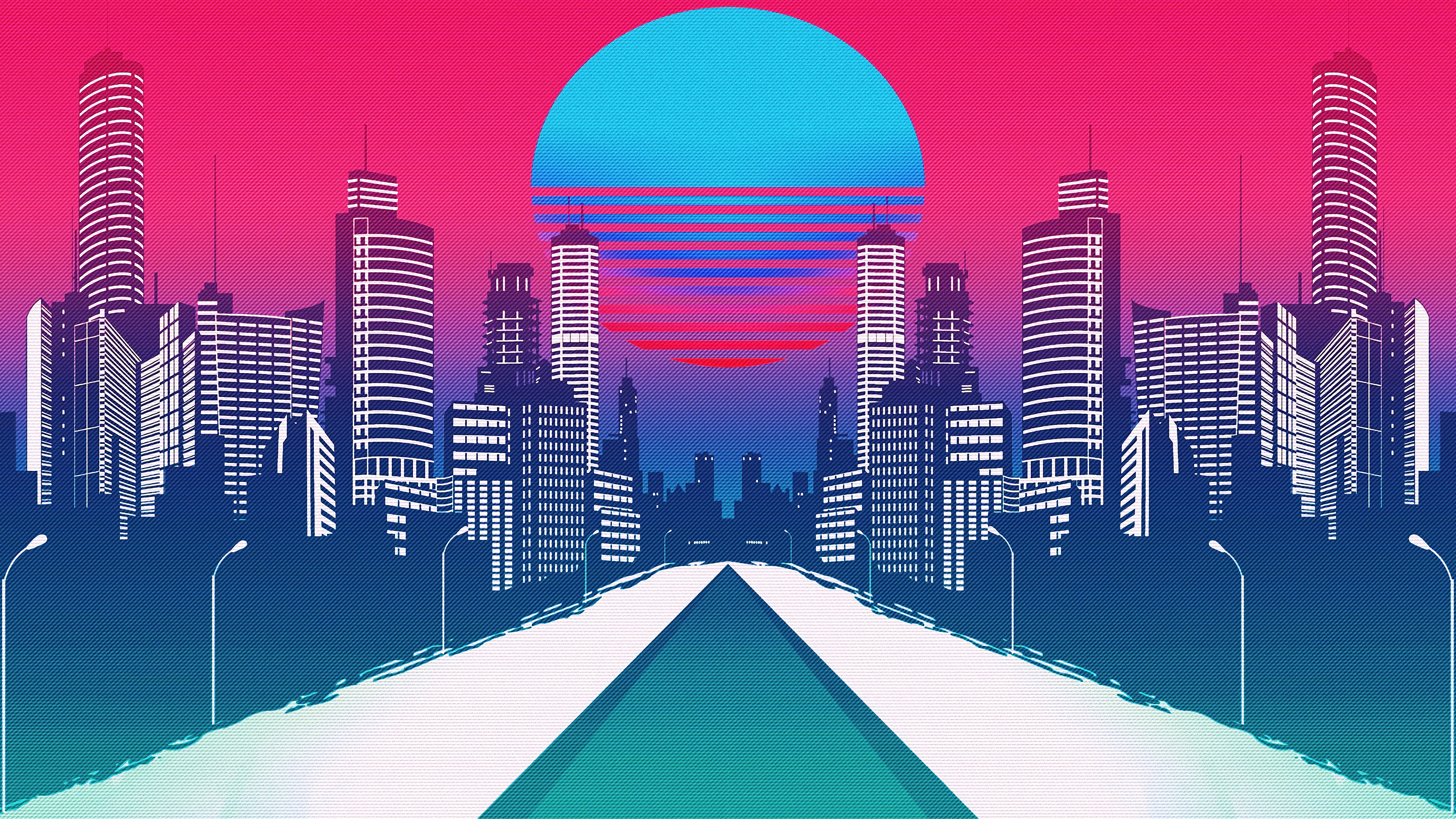 Immeubles de Grande Hauteur Sous Ciel Rose. Wallpaper in 3840x2160 Resolution