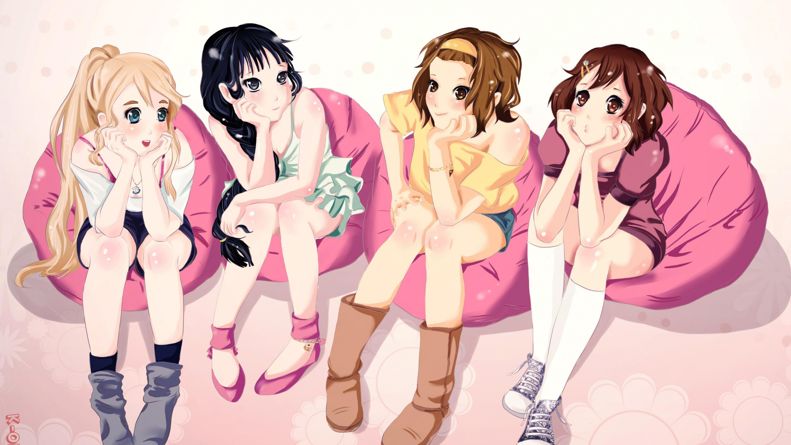 Anime, Caricatura, Rosa, Ilustración, Pierna. Wallpaper in 2560x1440 Resolution