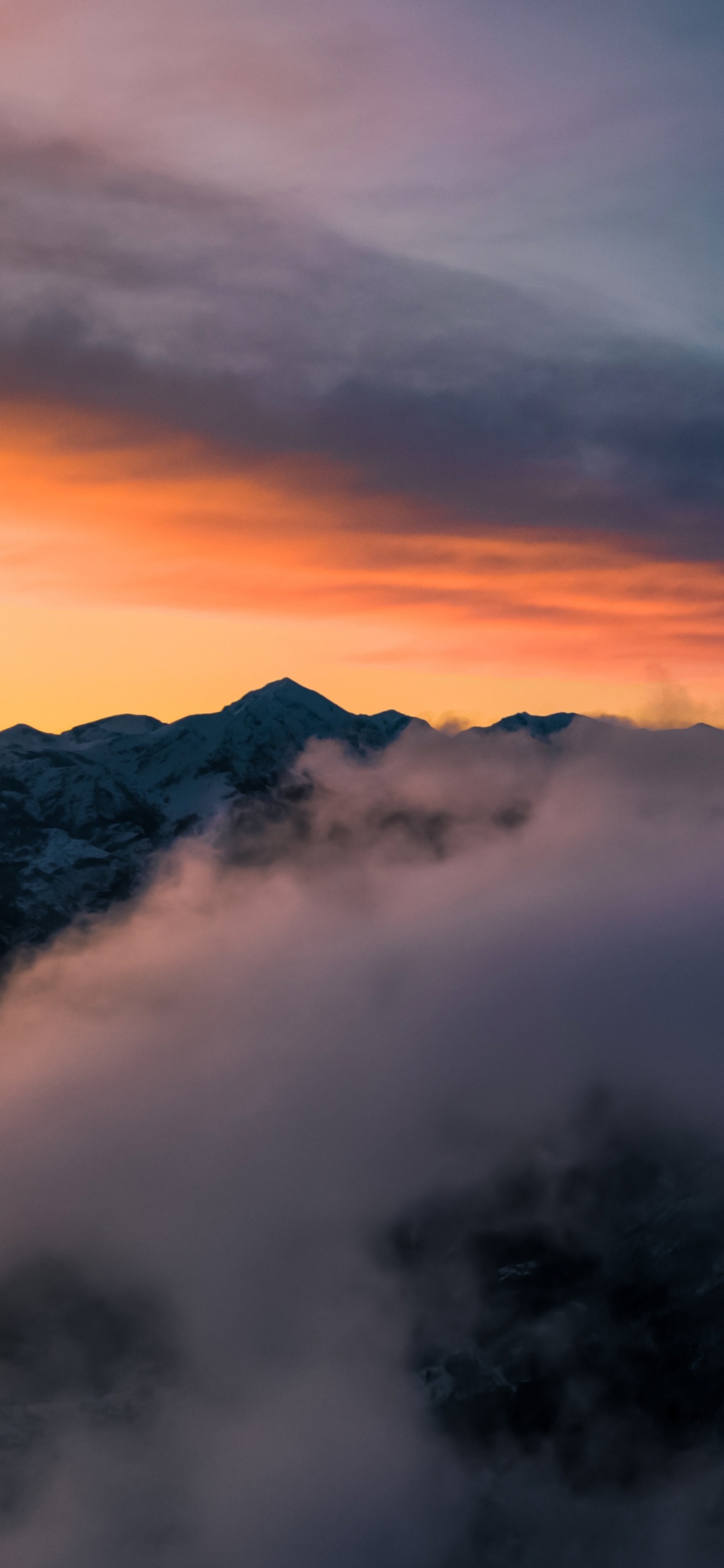 Ambiente, Montaña, Paisaje Natural, Afterglow, Cumulus. Wallpaper in 1125x2436 Resolution