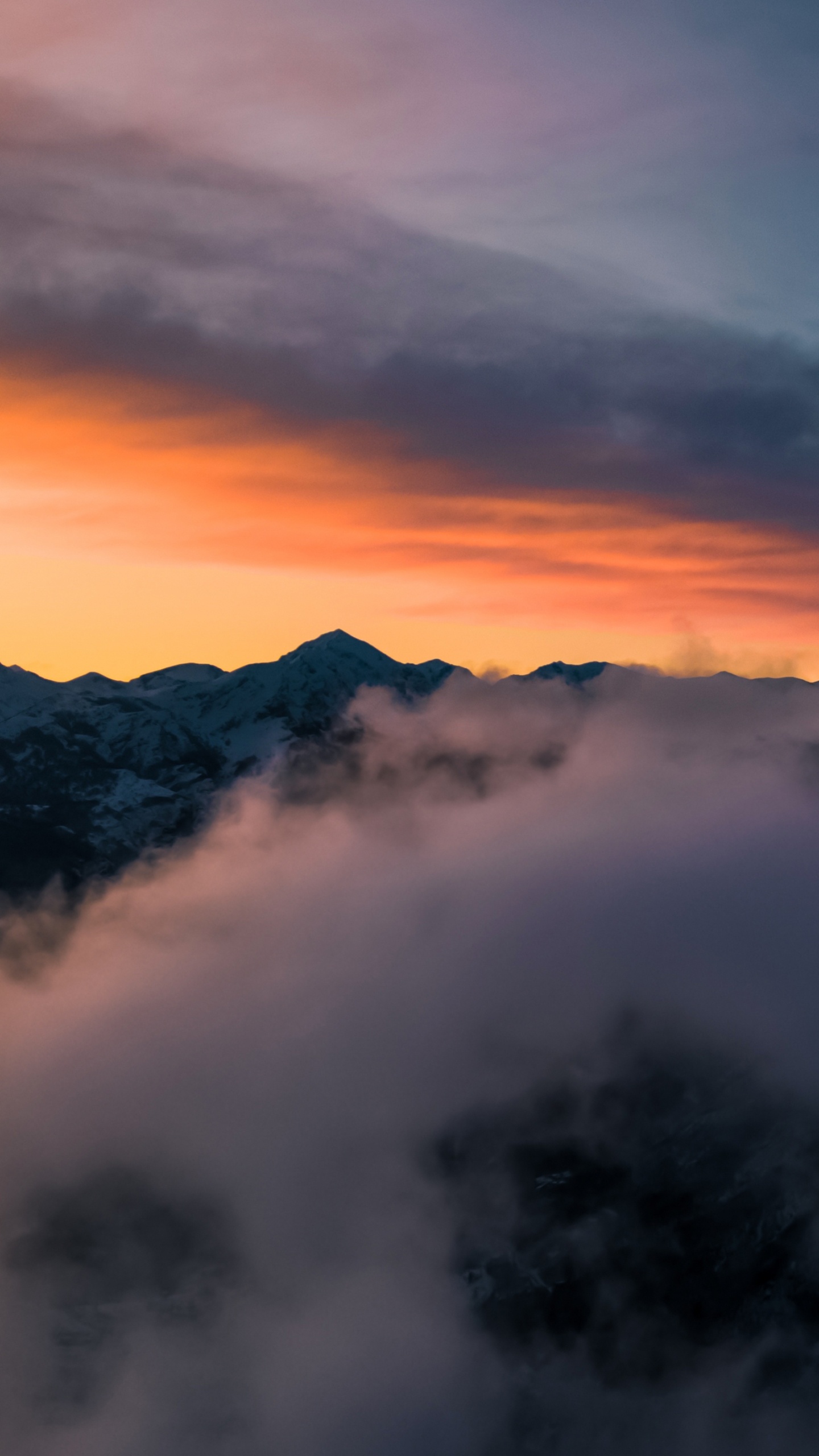 Ambiente, Montaña, Paisaje Natural, Afterglow, Cumulus. Wallpaper in 1440x2560 Resolution