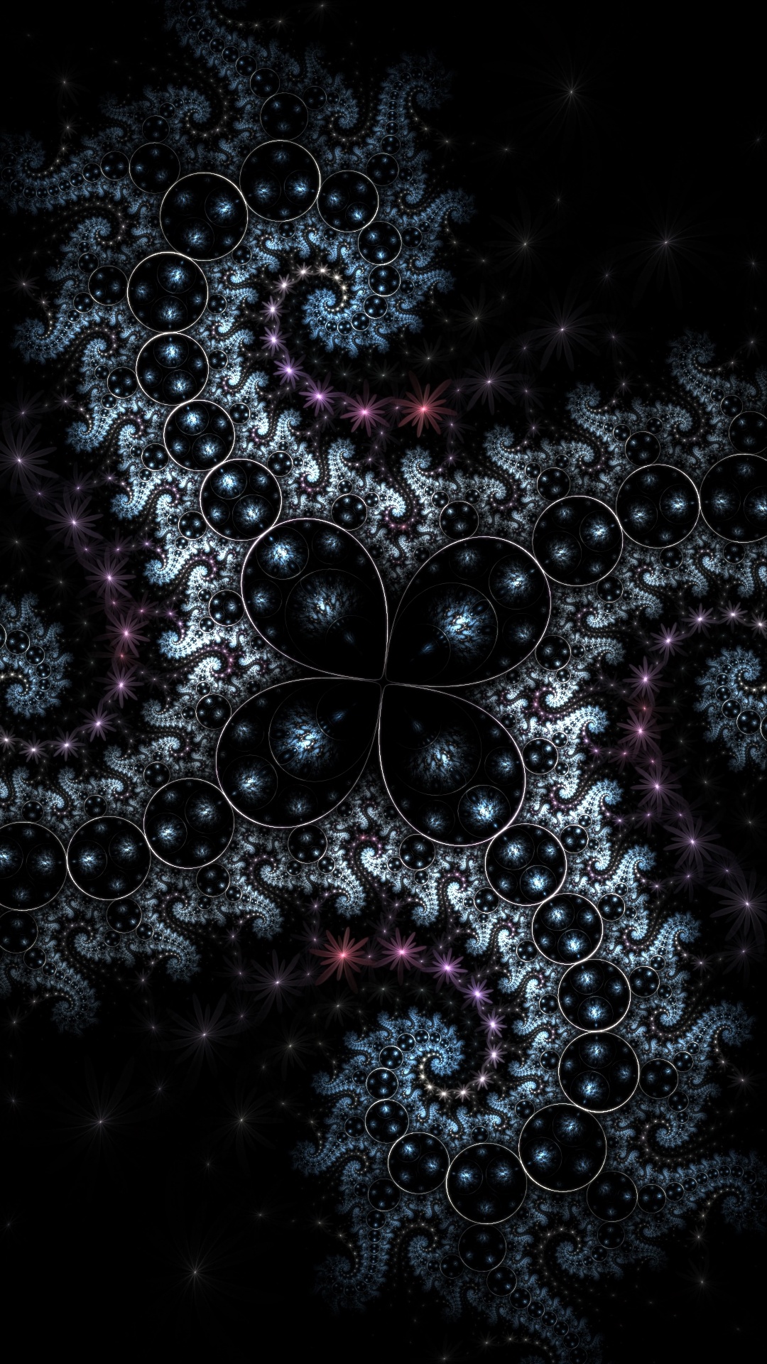 Ilustración Floral Negro y Morado. Wallpaper in 1080x1920 Resolution