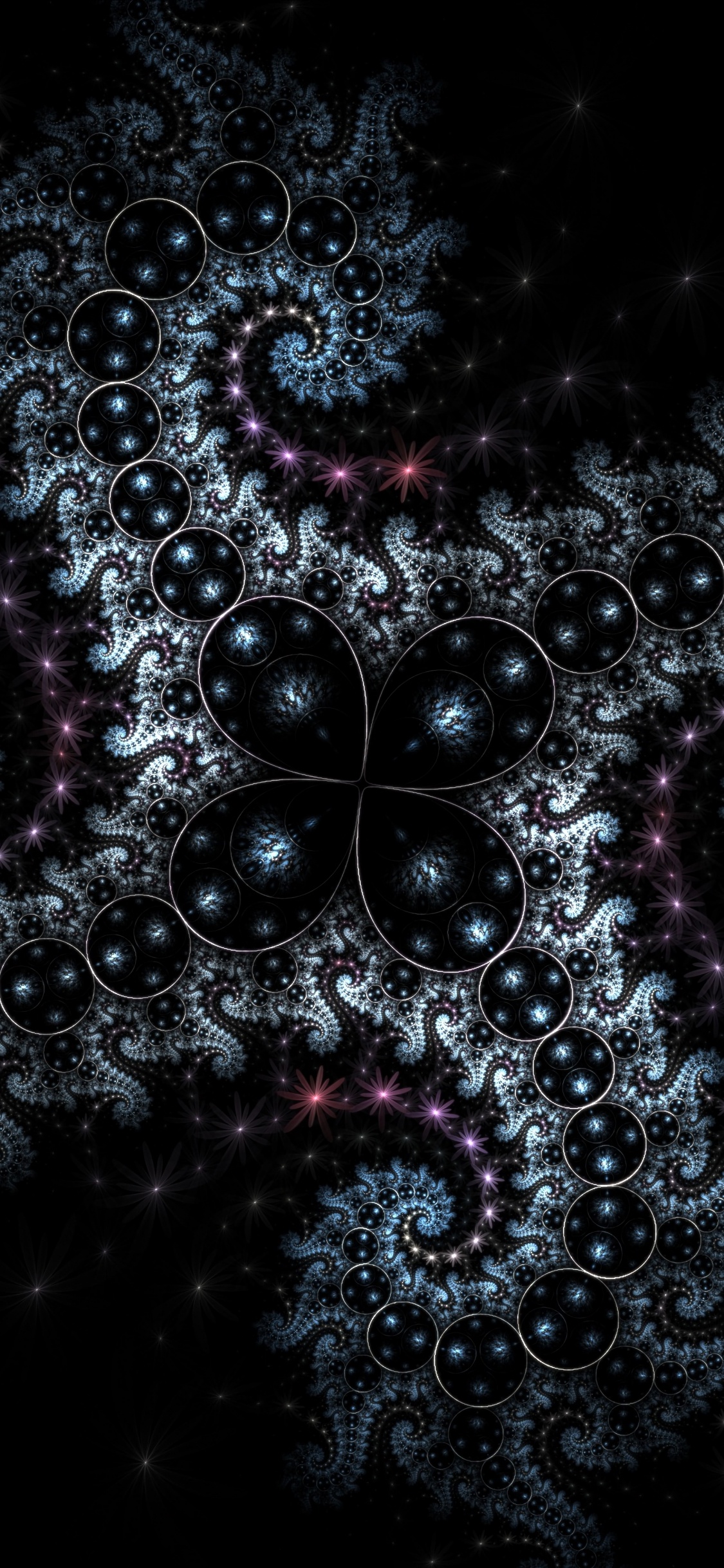 Illustration Florale Noire et Violette. Wallpaper in 1125x2436 Resolution