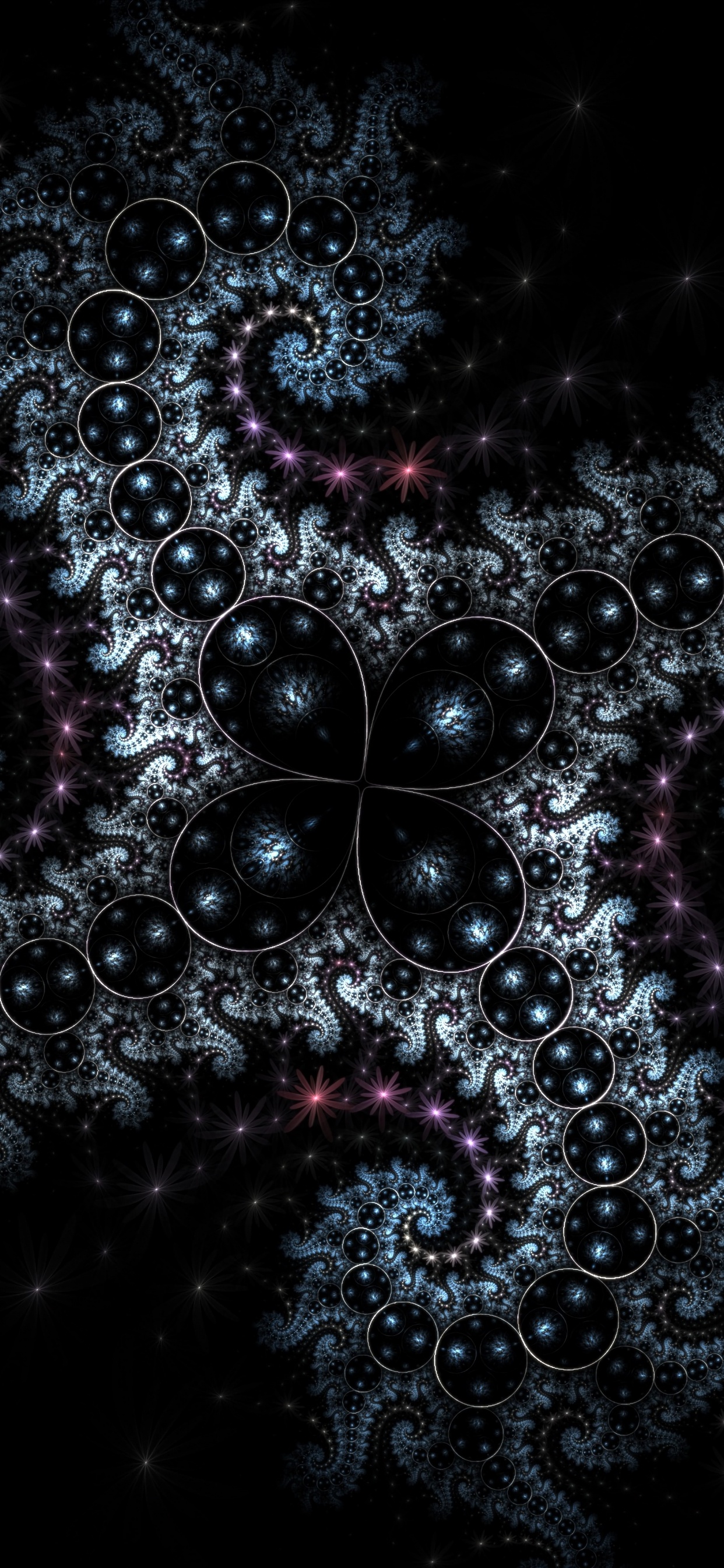 Illustration Florale Noire et Violette. Wallpaper in 1242x2688 Resolution