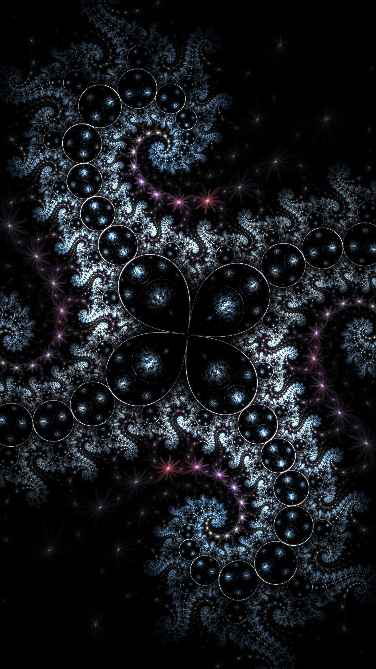 Illustration Florale Noire et Violette. Wallpaper in 1440x2560 Resolution