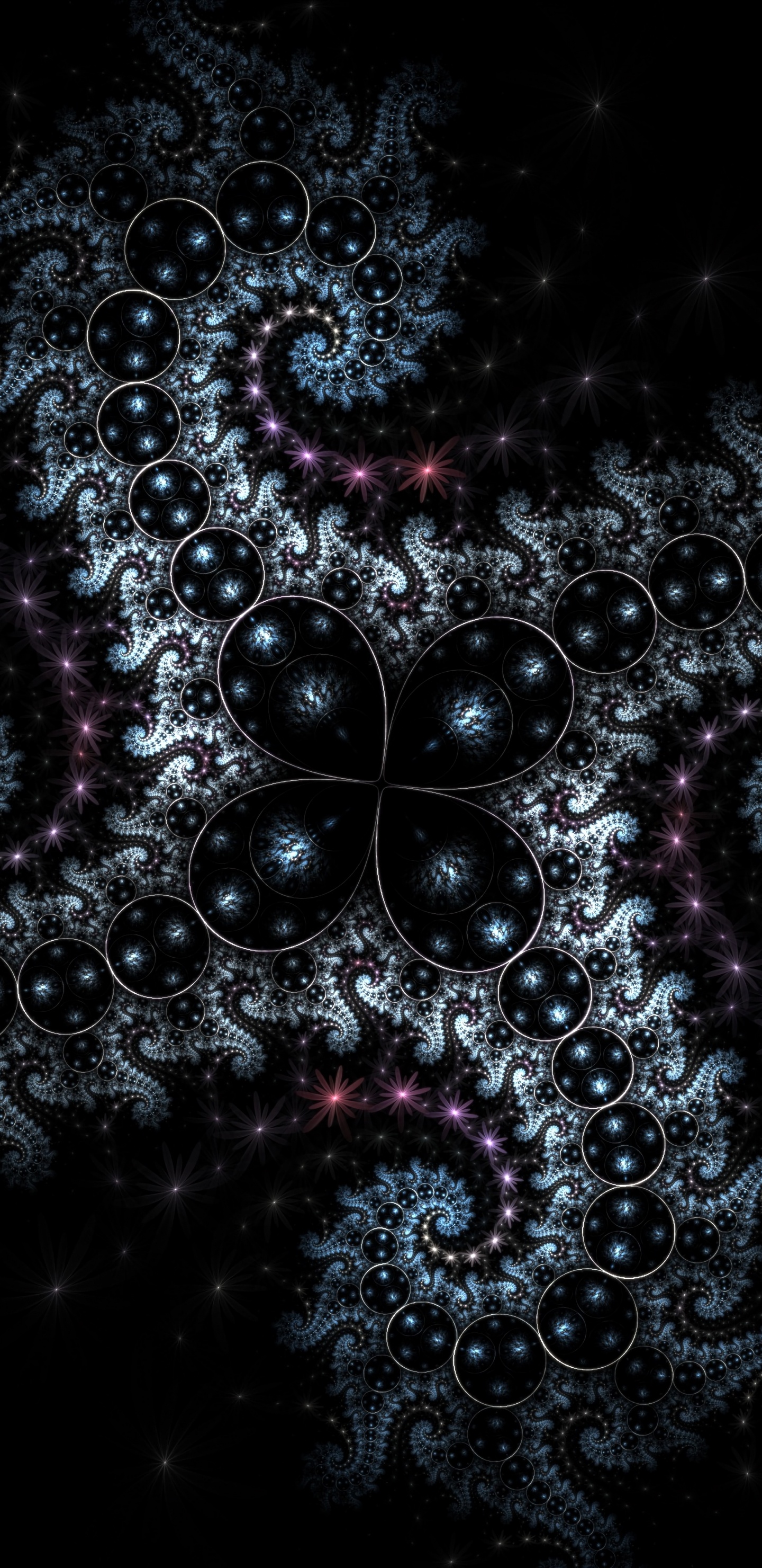 Illustration Florale Noire et Violette. Wallpaper in 1440x2960 Resolution