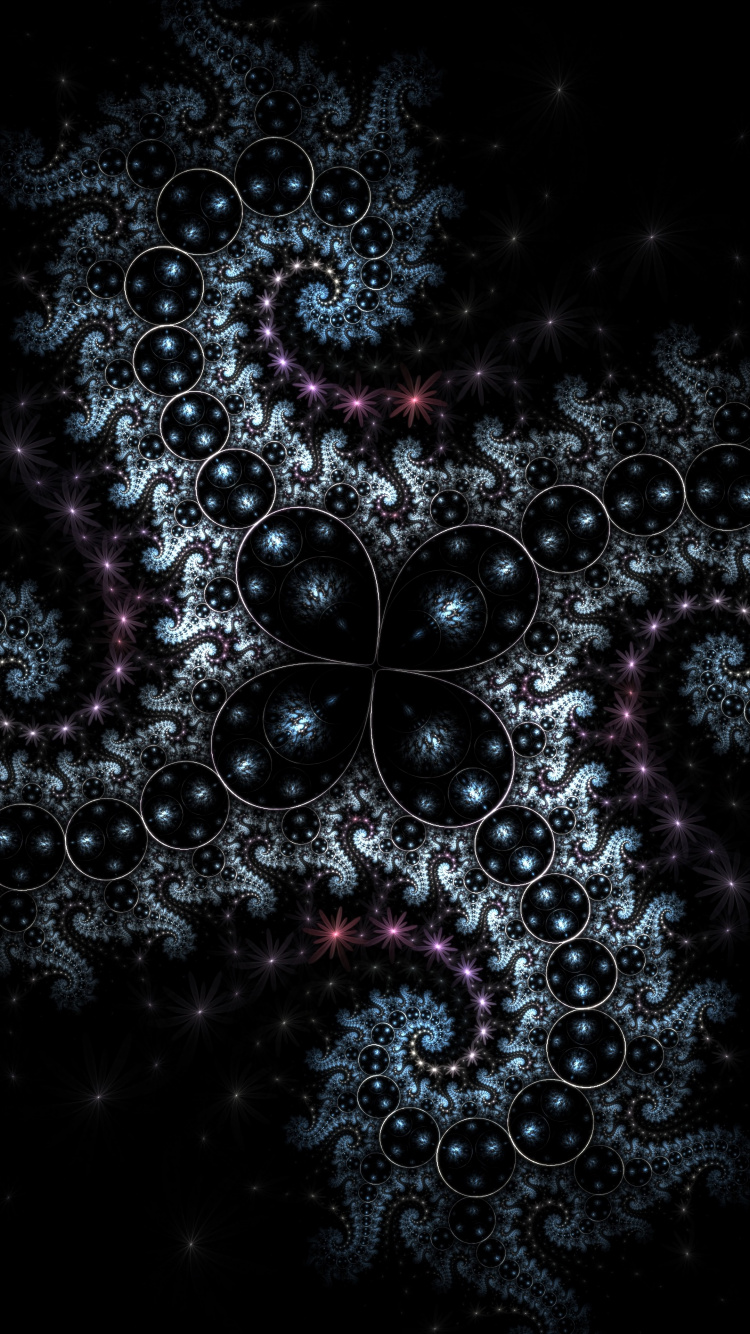 Illustration Florale Noire et Violette. Wallpaper in 750x1334 Resolution