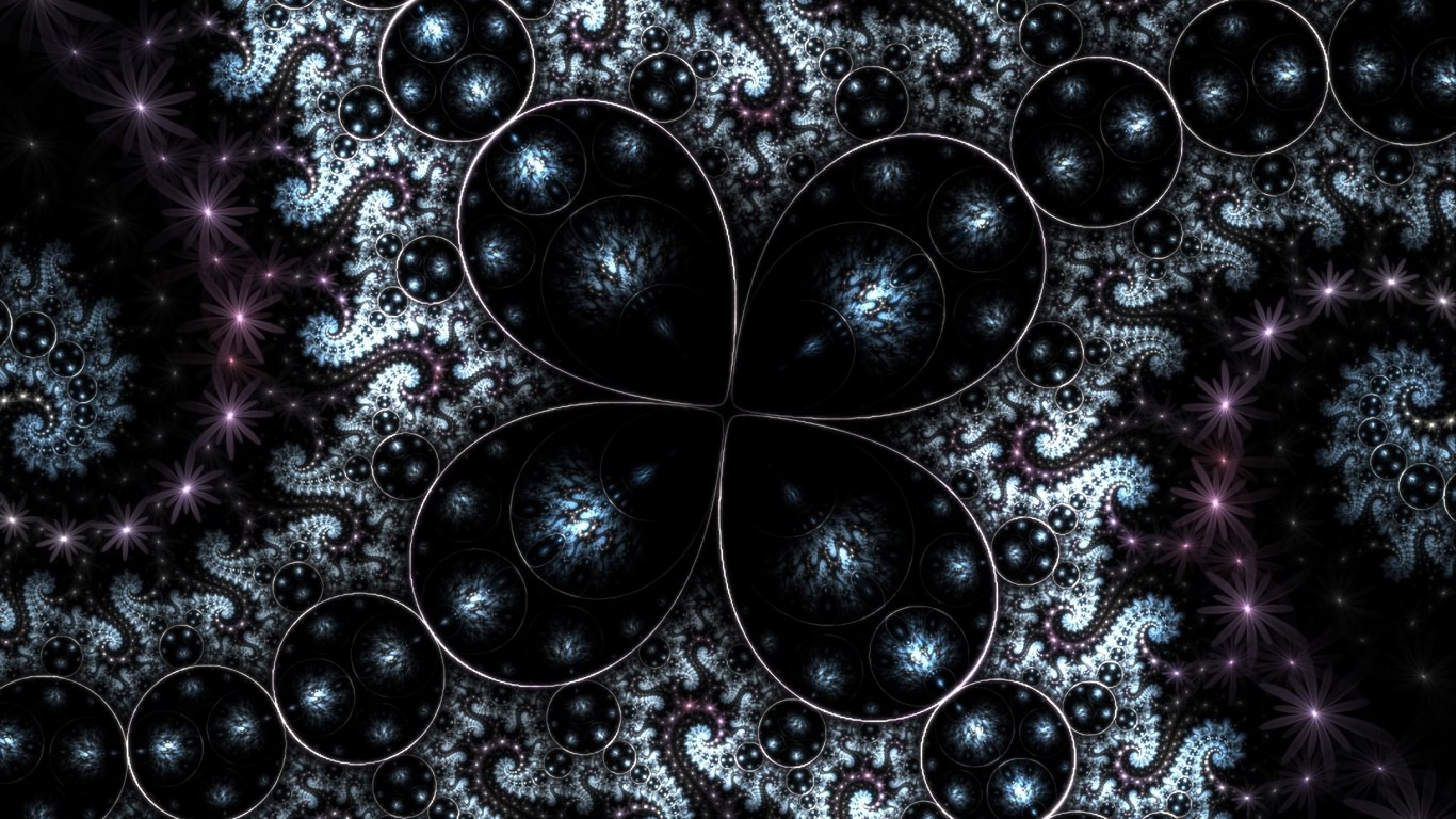 Schwarz-violette Blumenillustration. Wallpaper in 1366x768 Resolution