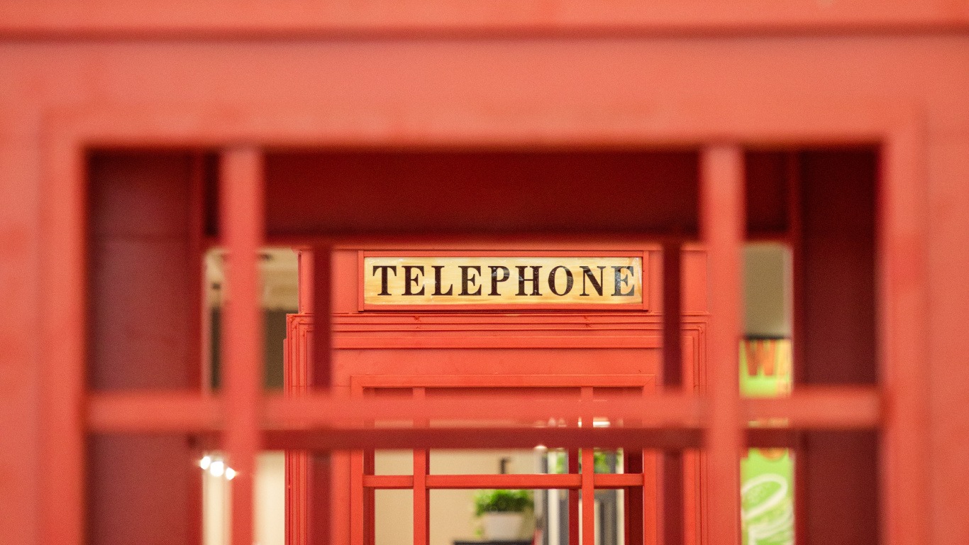 Red Wooden Telephone Booth With Red Wooden Frame. Wallpaper in 1366x768 Resolution