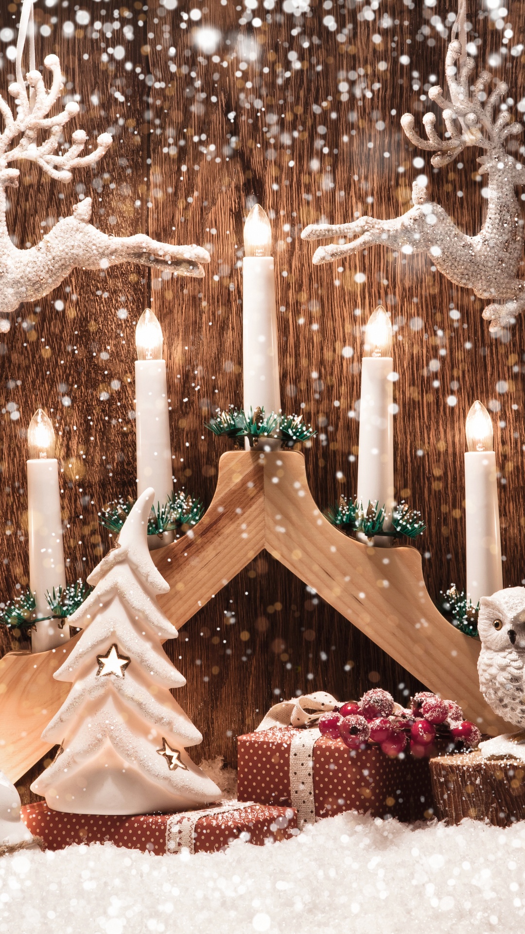 Merry Christmas Candles, Christmas Day, Candle, New Year, Snow. Wallpaper in 1080x1920 Resolution