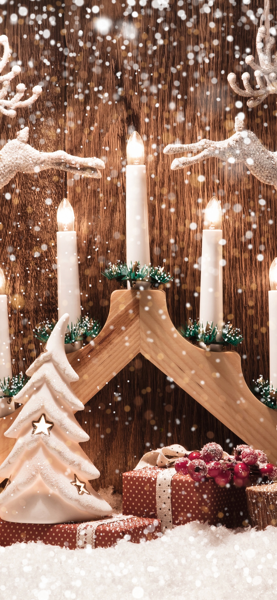 Merry Christmas Candles, Christmas Day, Candle, New Year, Snow. Wallpaper in 1125x2436 Resolution