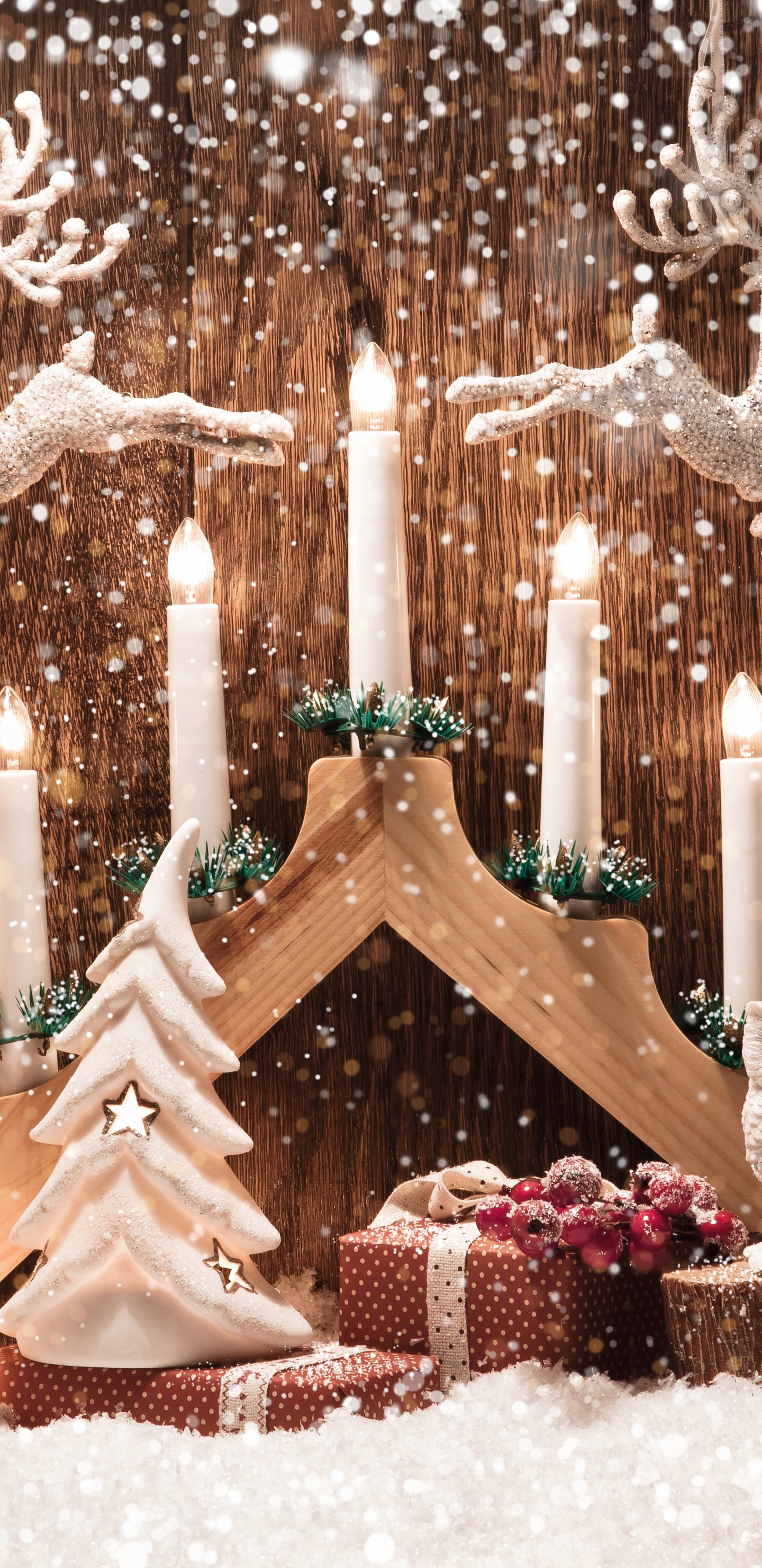 Merry Christmas Candles, Christmas Day, Candle, New Year, Snow. Wallpaper in 1440x2960 Resolution