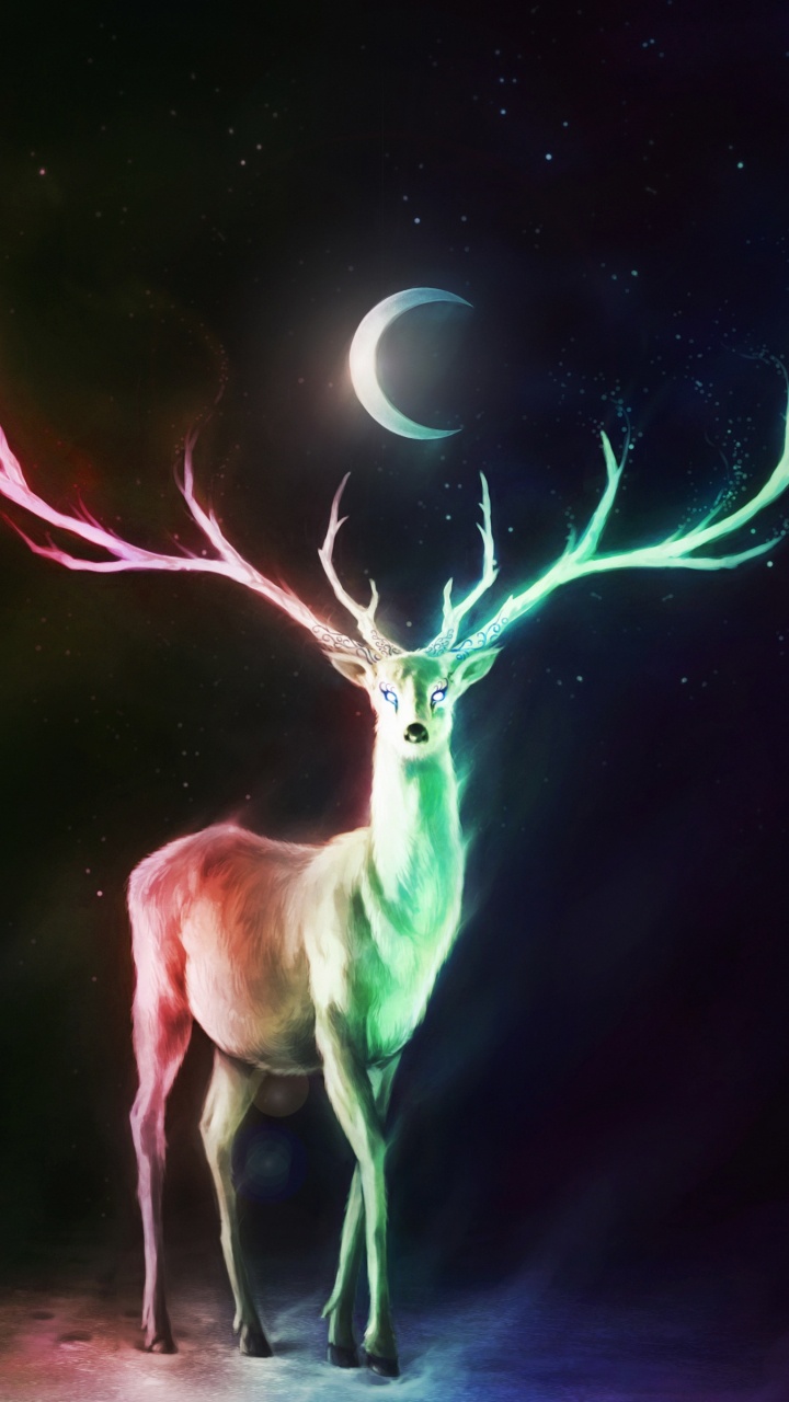 Purple and White Deer Illustration. Wallpaper in 720x1280 Resolution