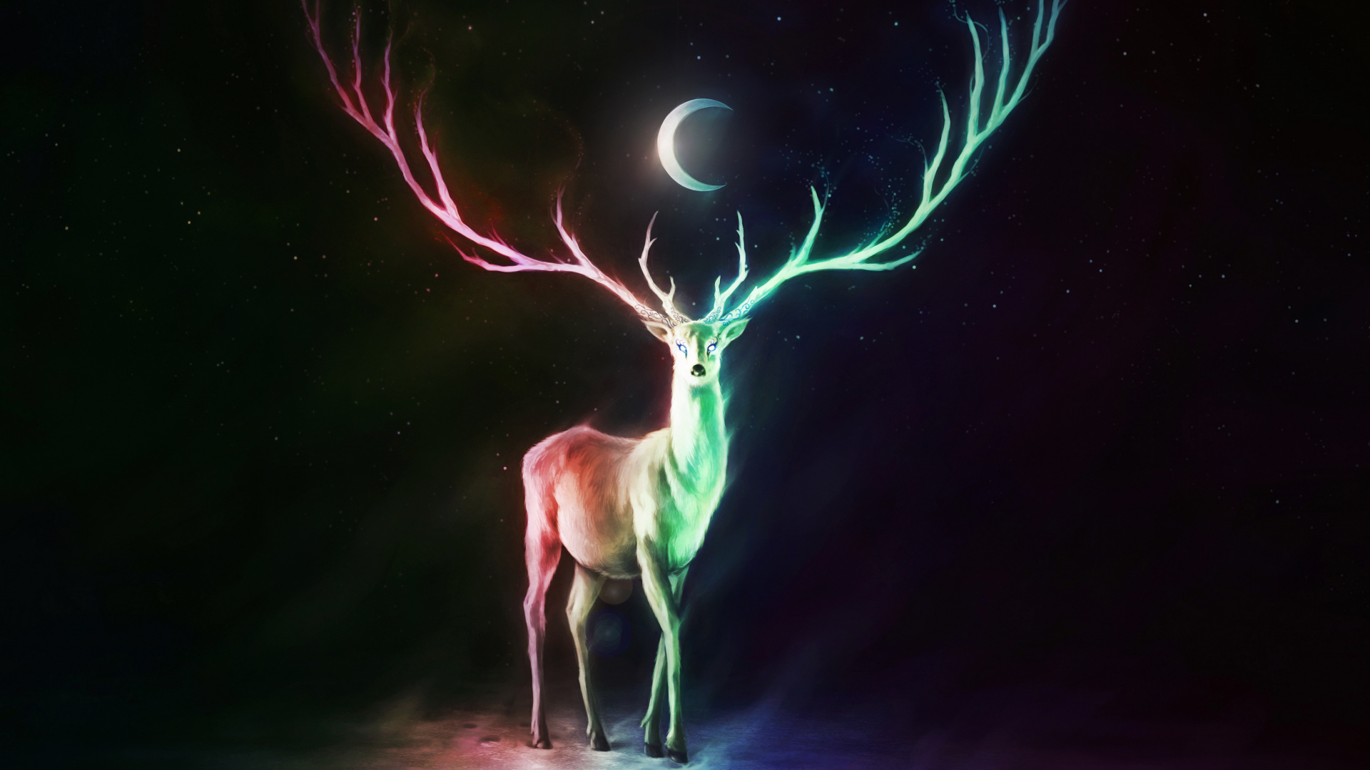Illustration de Cerf Violet et Blanc. Wallpaper in 1920x1080 Resolution