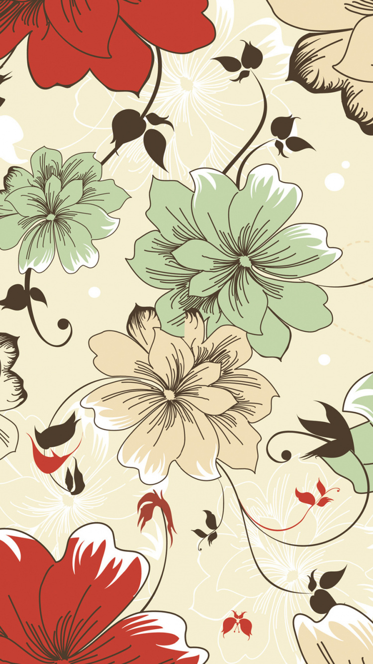 Textile Floral Rouge Blanc et Vert. Wallpaper in 750x1334 Resolution