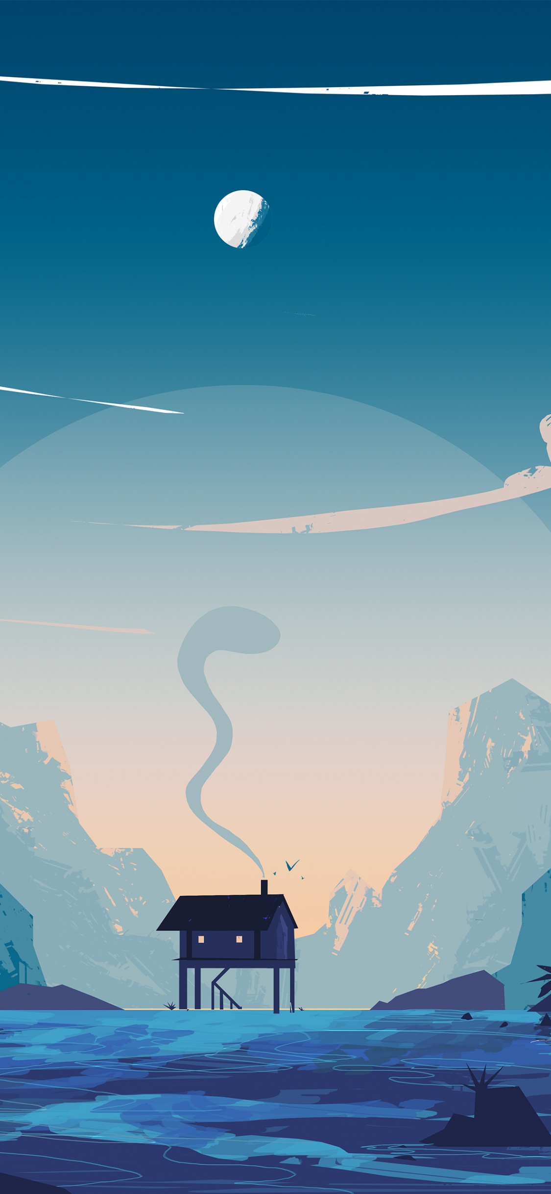 Minimalisme, Atmosphère, la Journée, Lumière, Azure. Wallpaper in 1125x2436 Resolution