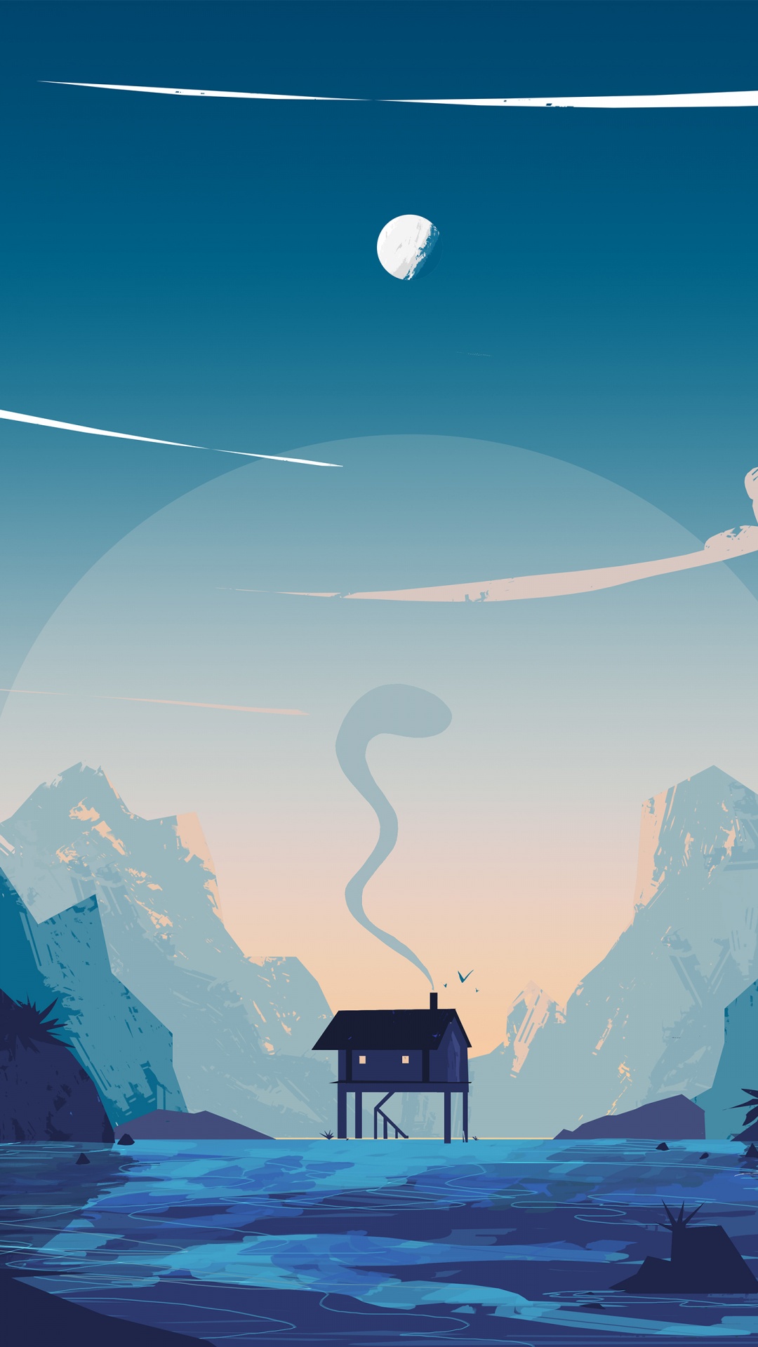 Minimalismus, Atmosphäre, Tageszeit, Licht, Azure. Wallpaper in 1080x1920 Resolution