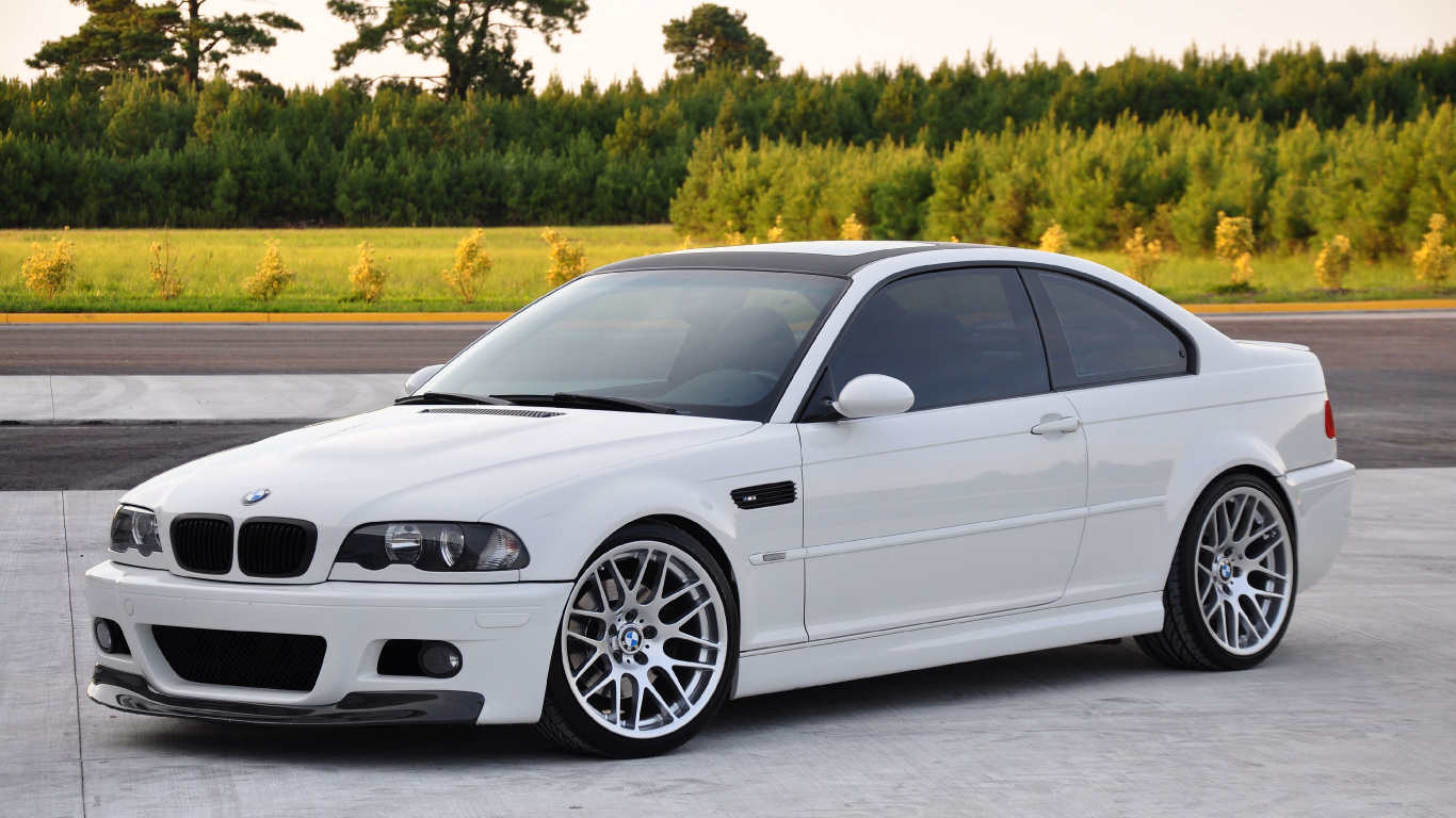 White Bmw m 3 Coupe on Road During Daytime. Wallpaper in 1366x768 Resolution