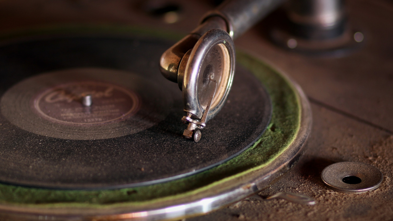 Phonographe, Disque de Phonographe, Métal, Fermer, Gramophone. Wallpaper in 1366x768 Resolution