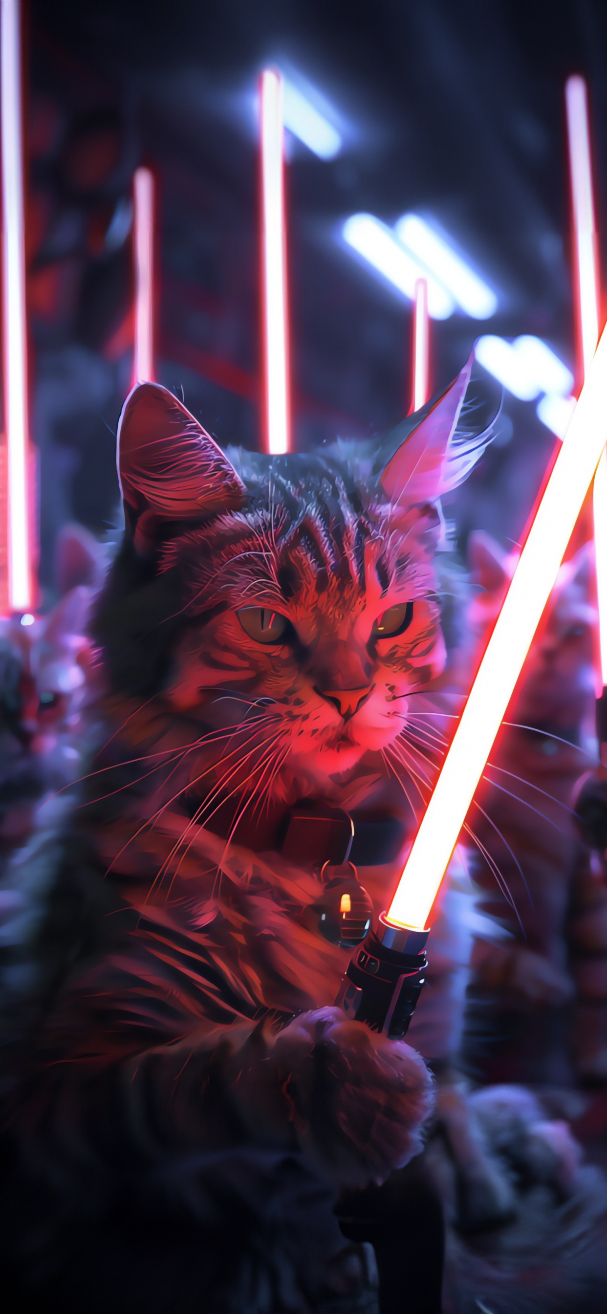 Cat, Light, Felidae, Carnivore, Purple. Wallpaper in 1242x2688 Resolution