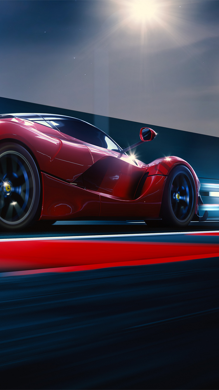 Ferrari Rojo 458 Italia en la Carretera. Wallpaper in 750x1334 Resolution