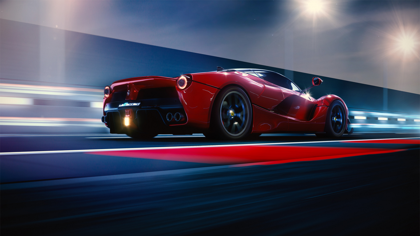 Roter Ferrari 458 Italia Unterwegs. Wallpaper in 1366x768 Resolution