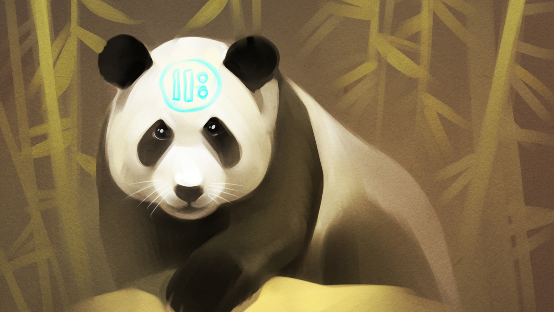 Peluche Ours Panda Sur Textile Jaune. Wallpaper in 1920x1080 Resolution