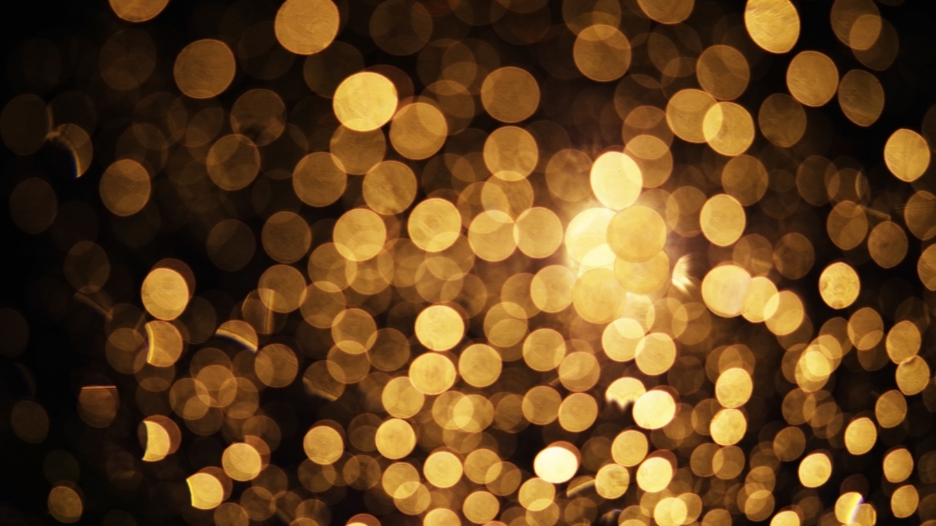 Yellow and White Bokeh Lights. Wallpaper in 1366x768 Resolution