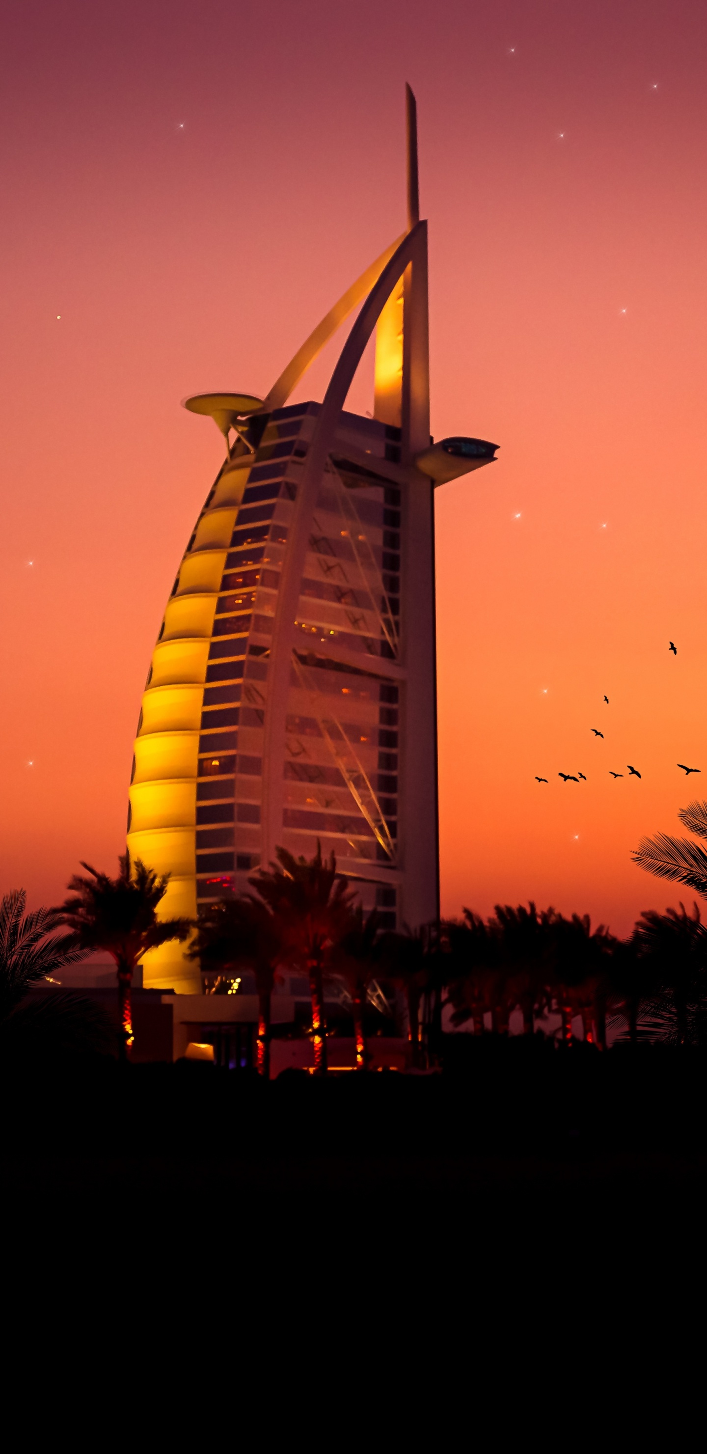 Dubaï, Burj al Arab, Burj Khalifa, Voulait, Atmosphère. Wallpaper in 1440x2960 Resolution