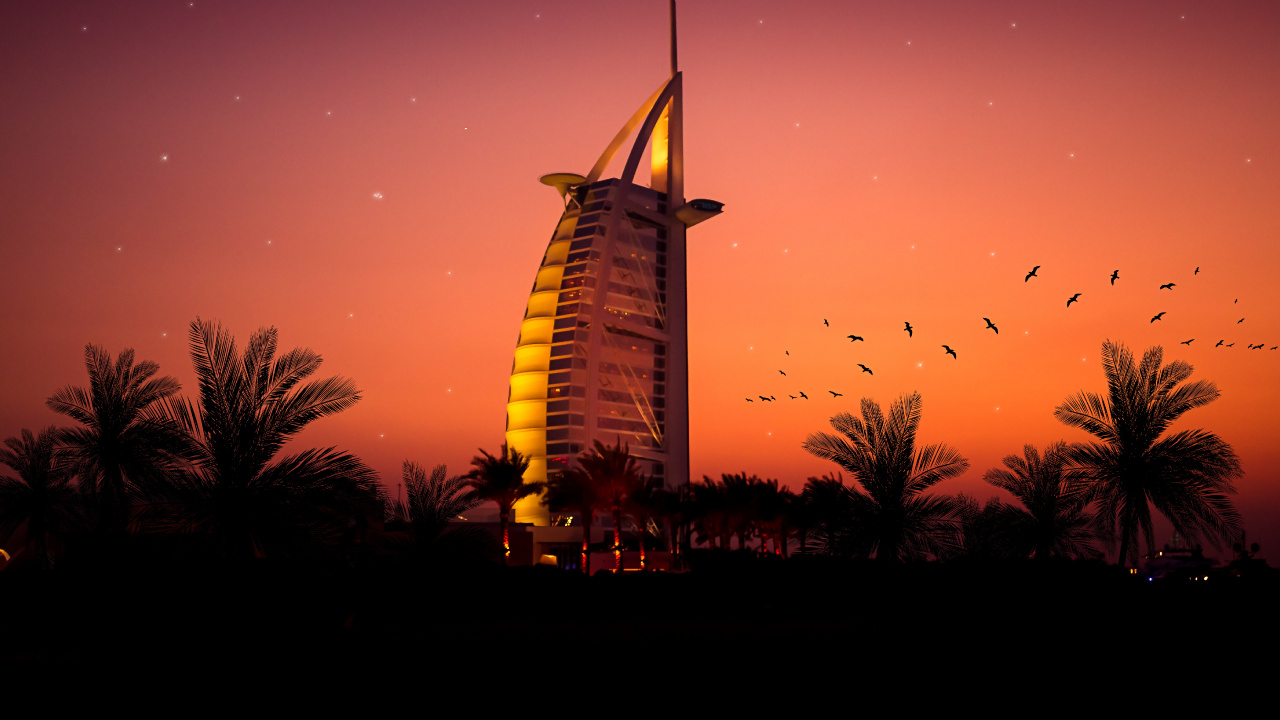 Dubai, Burj al Arab, Burj Khalifa, Wanted, Atmosphäre. Wallpaper in 1280x720 Resolution
