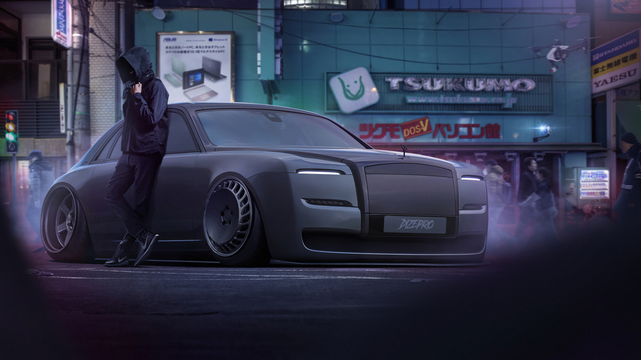 Mercedes Benz Coupe Negro Estacionado Cerca de la Tienda. Wallpaper in 1280x720 Resolution