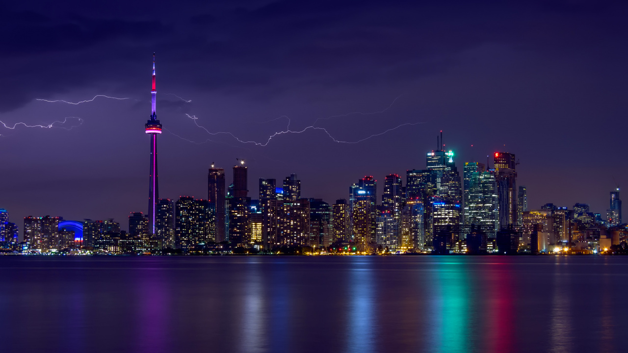City Skyline During Night Time. Wallpaper in 1280x720 Resolution