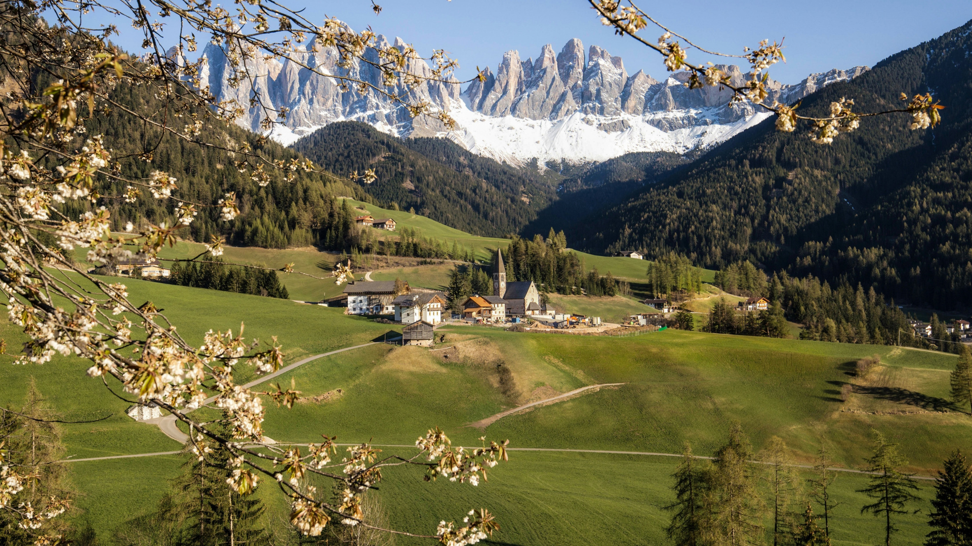 Vallée de Funes, Dolomites, Ortler, la Journée, Nature. Wallpaper in 1920x1080 Resolution