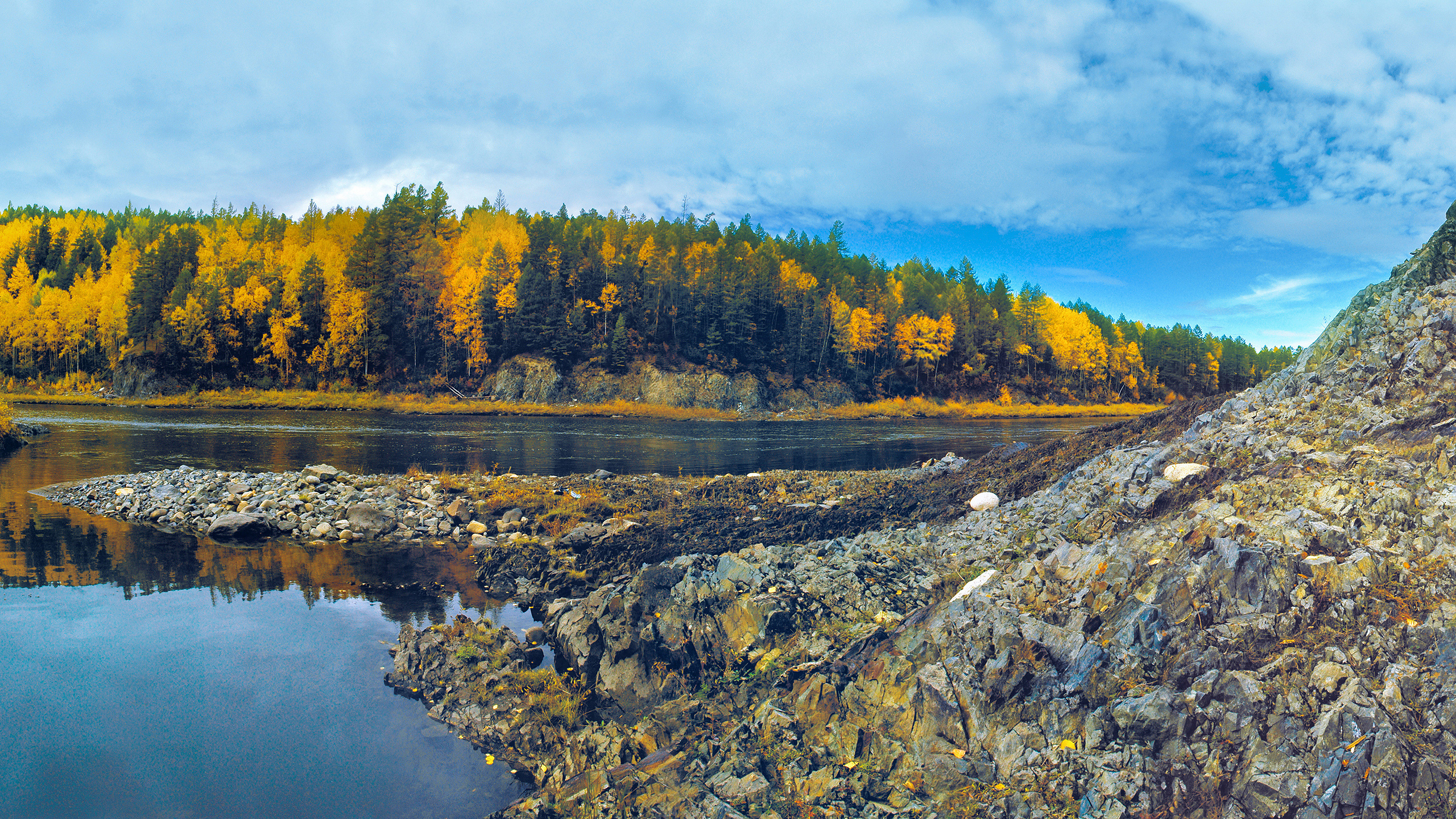 Green Trees Beside River Under Blue Sky During Daytime. Wallpaper in 2560x1440 Resolution