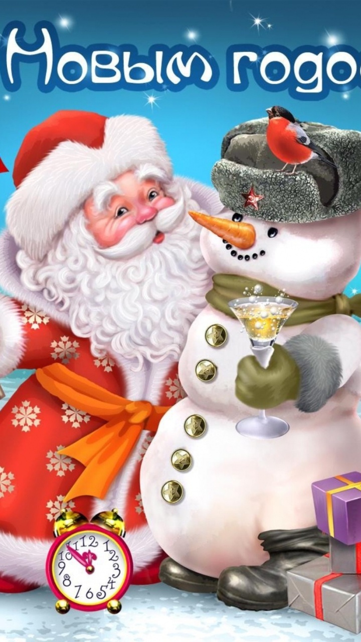 Ded Moroz, Neujahr, Schneemann, Weihnachten, Weihnachtsmann. Wallpaper in 720x1280 Resolution