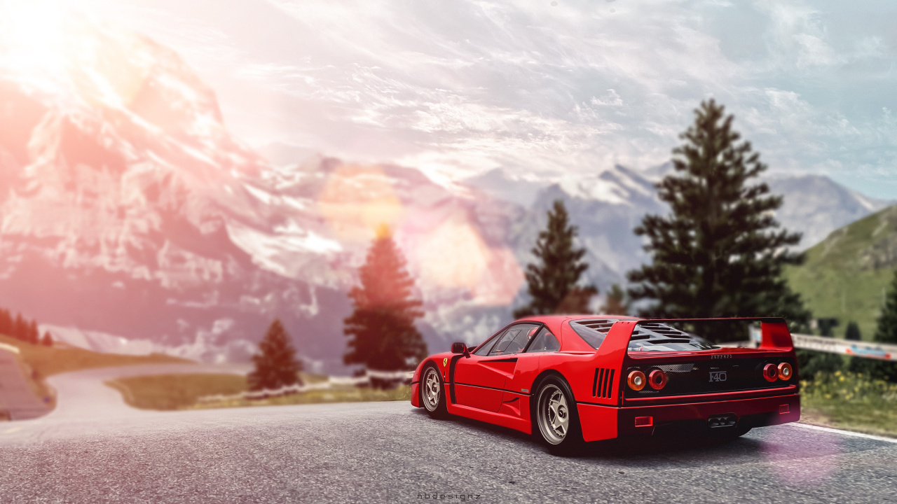 法拉利f40, Ferrari, 红色的, 赛车运动, 汽车外 壁纸 1280x720 允许