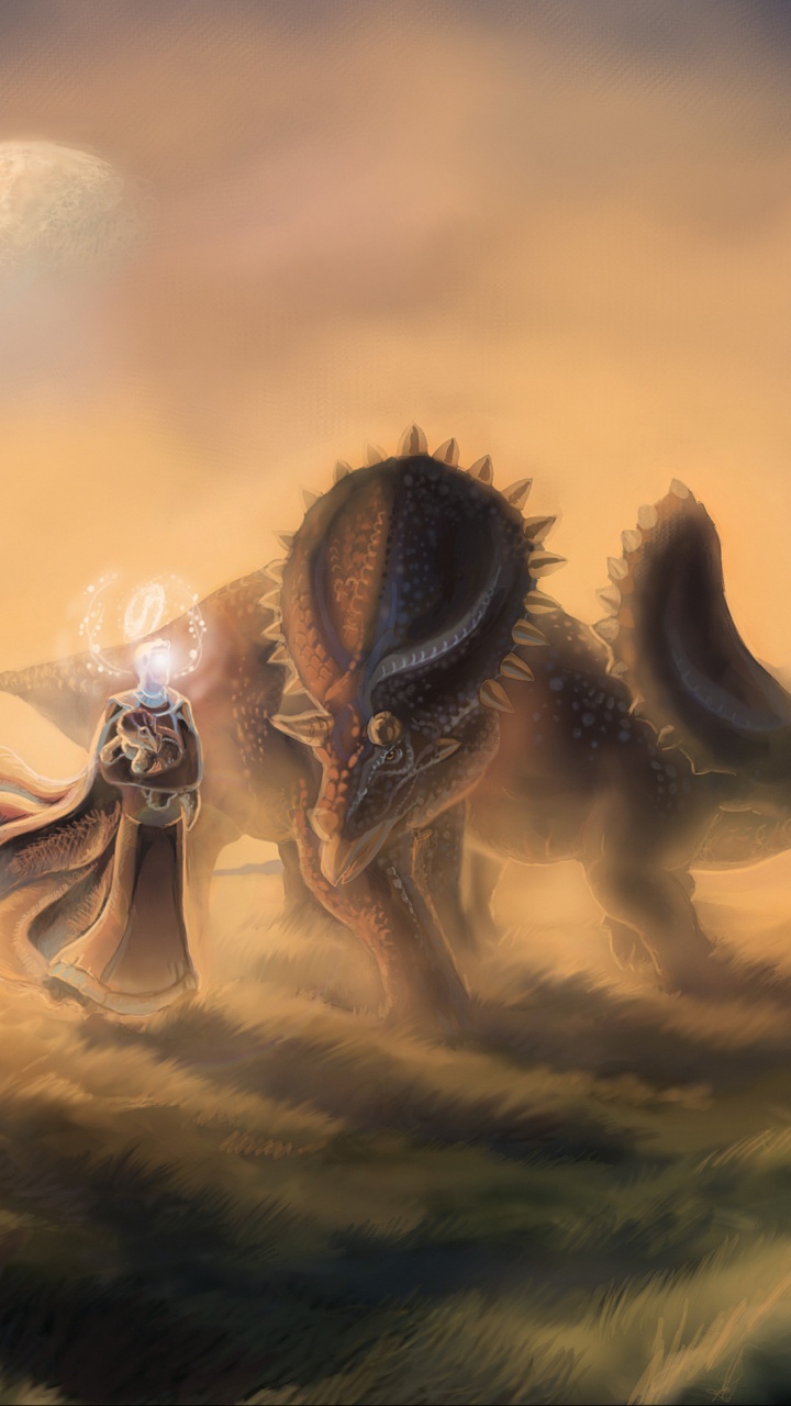 Illustration de Dragon Marron et Noir. Wallpaper in 720x1280 Resolution