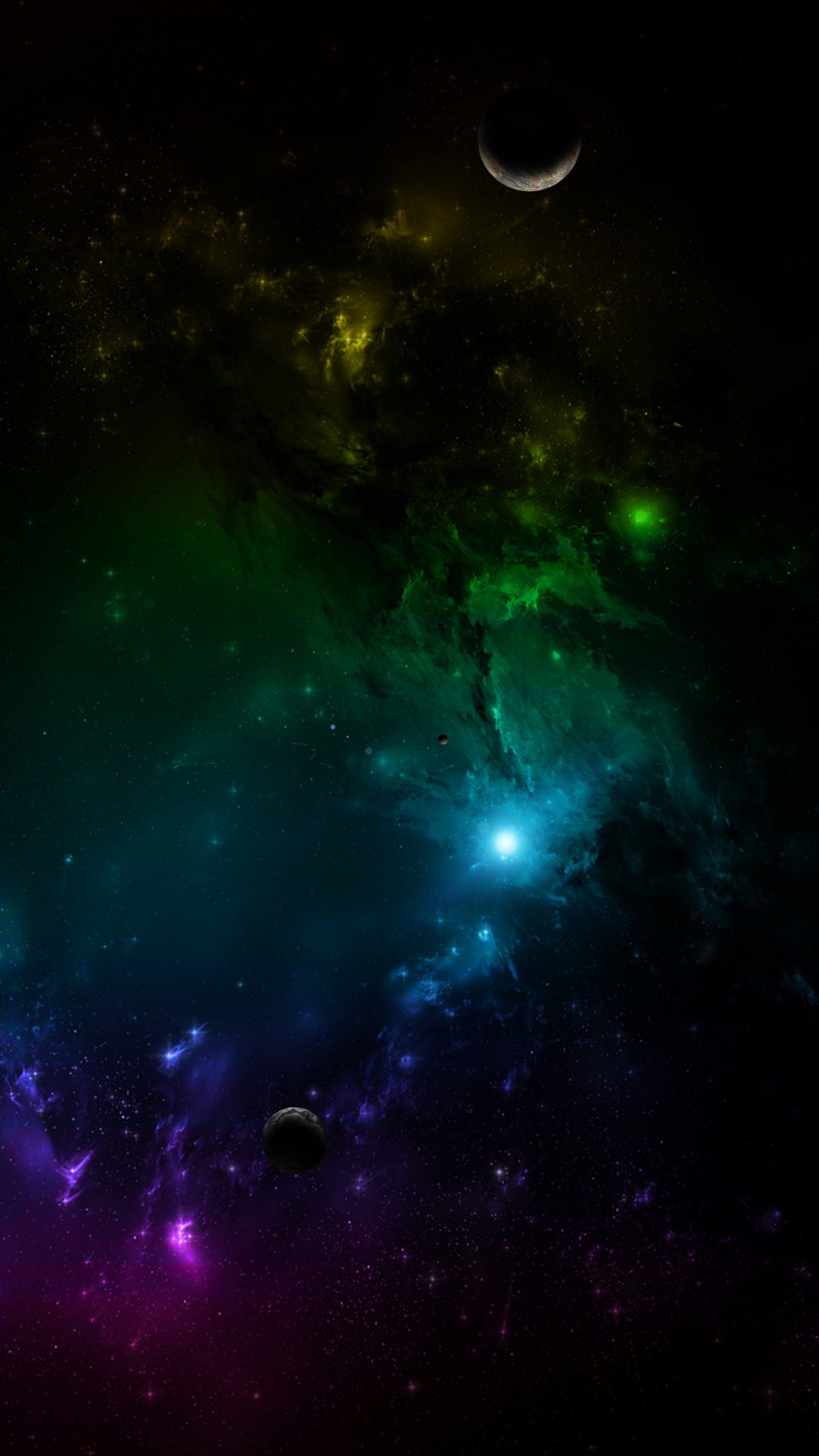 Illustration de la Galaxie Verte et Bleue. Wallpaper in 1440x2560 Resolution