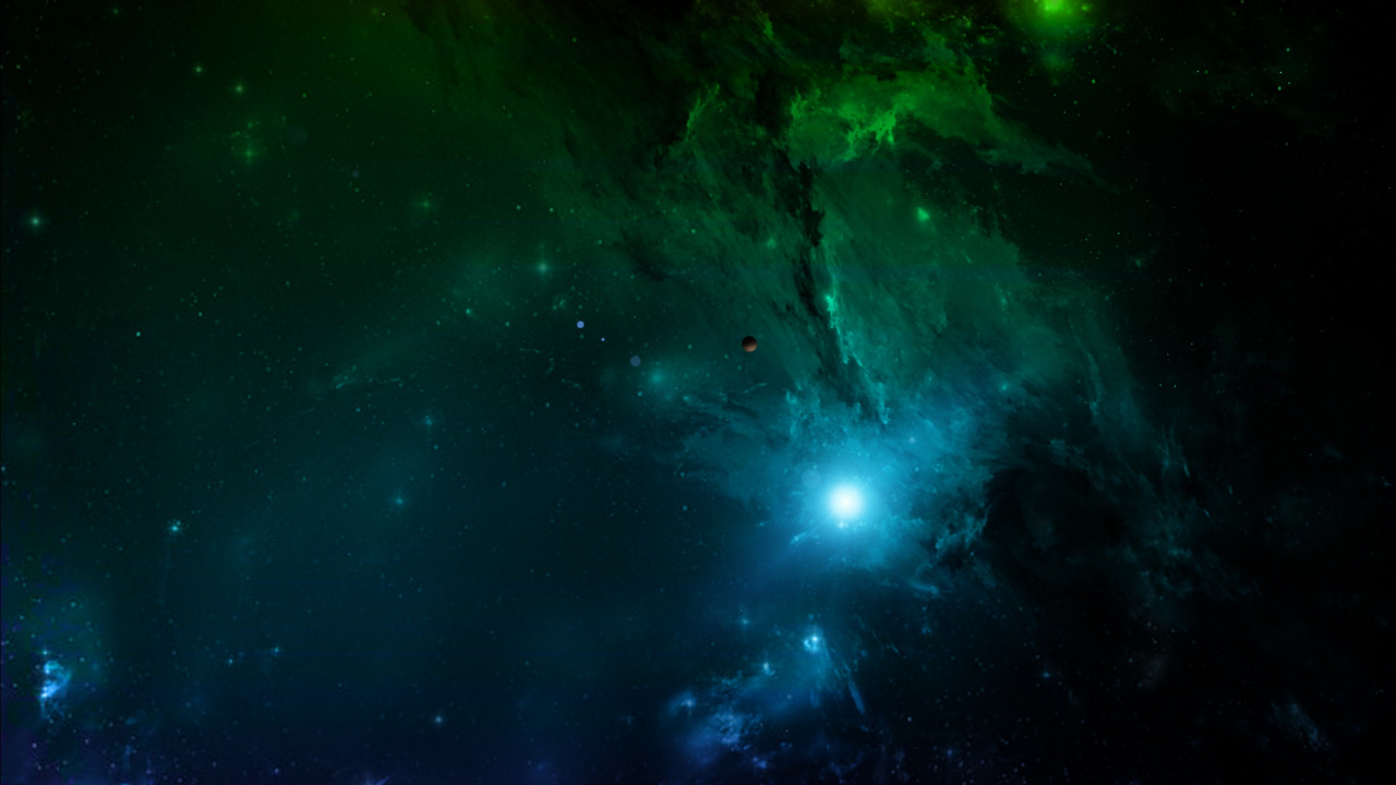 Ilustración de Galaxia Verde y Azul. Wallpaper in 1280x720 Resolution
