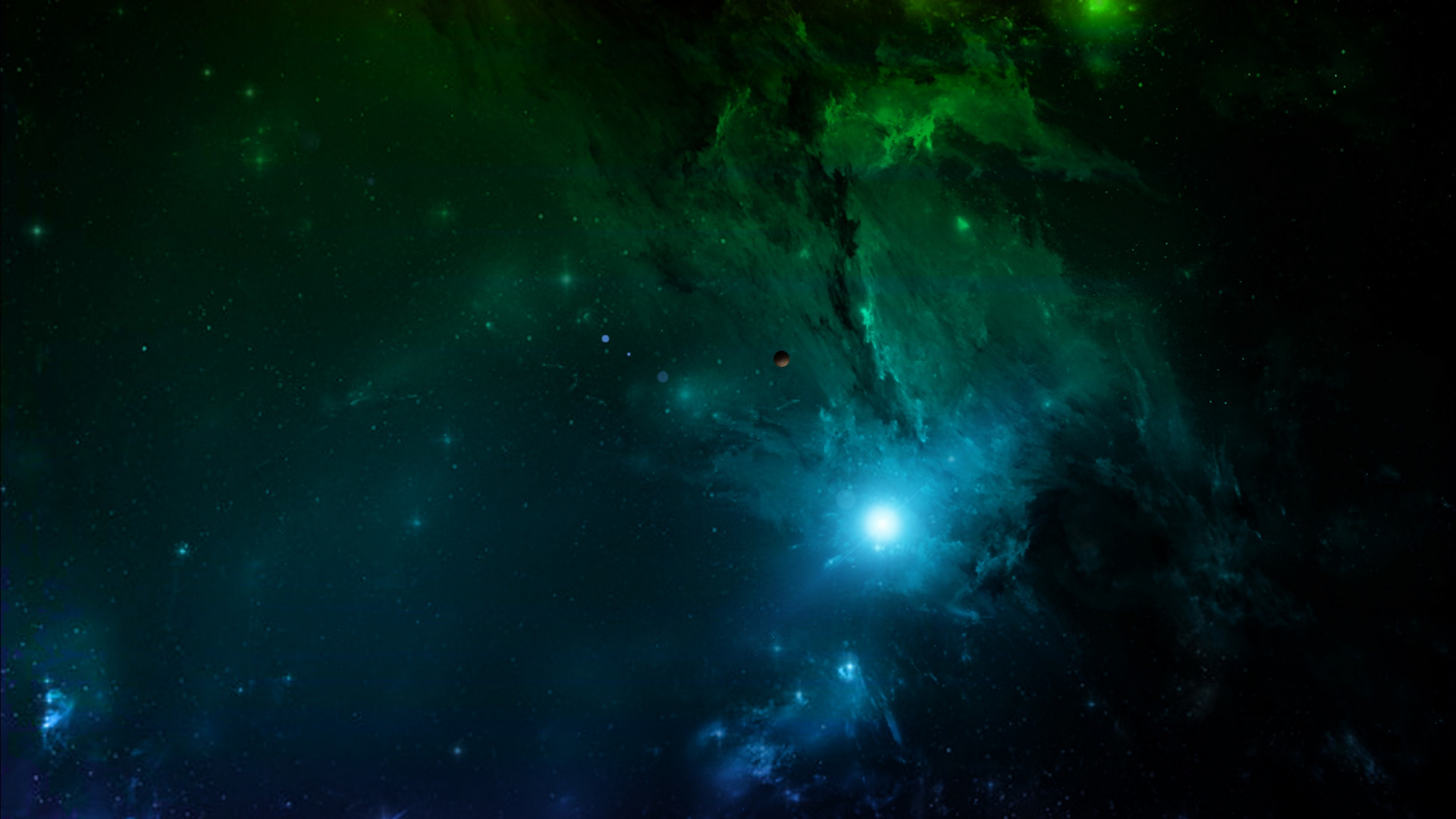 Green and Blue Galaxy Illustration. Wallpaper in 1920x1080 Resolution
