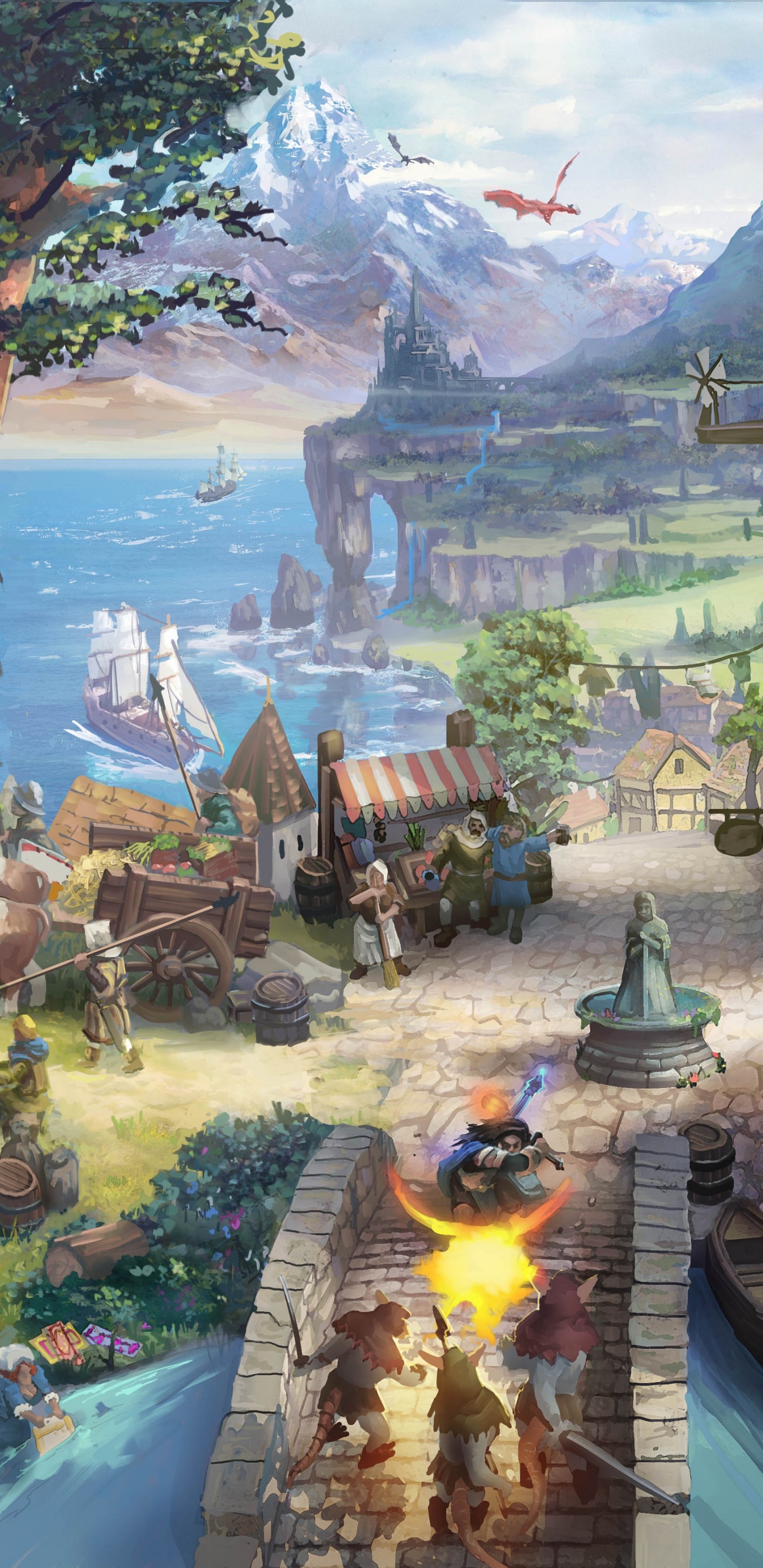 Brown and White Concrete House Near Green Trees and Mountain During Daytime. Wallpaper in 1440x2960 Resolution